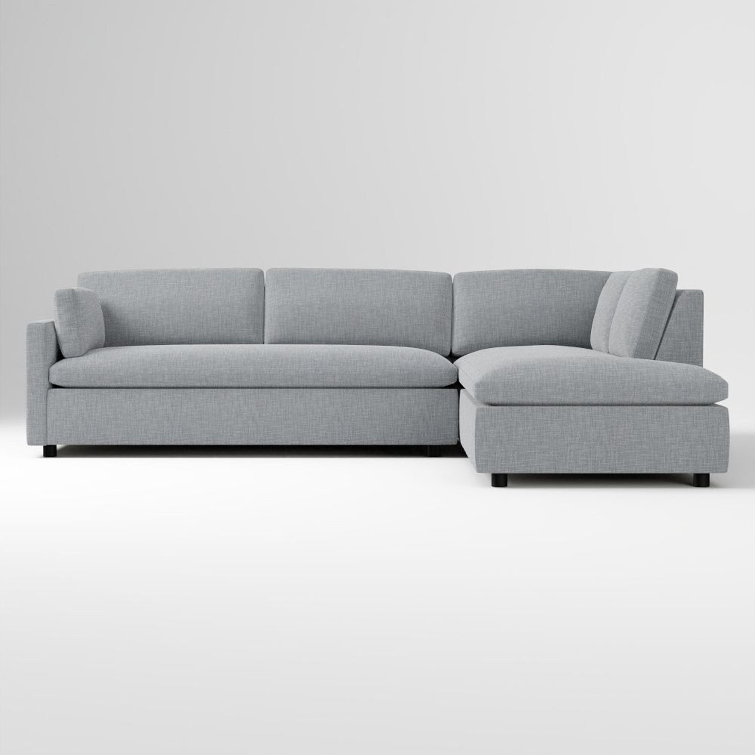West Elm Light Gray Velvet 2 Piece Sectional - image-11