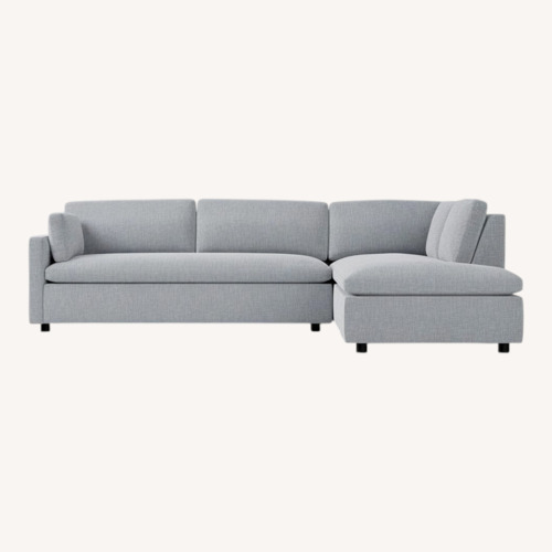 Used West Elm Light Gray Velvet 2 Piece Sectional for sale on AptDeco