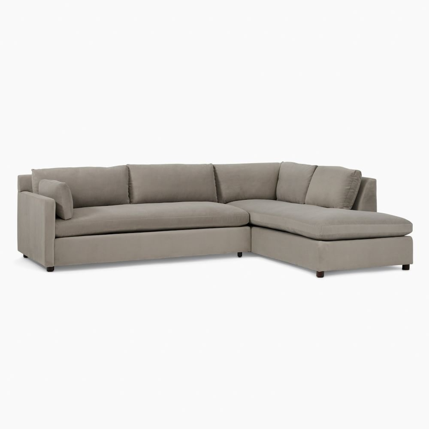 West Elm Light Gray Velvet 2 Piece Sectional - image-2