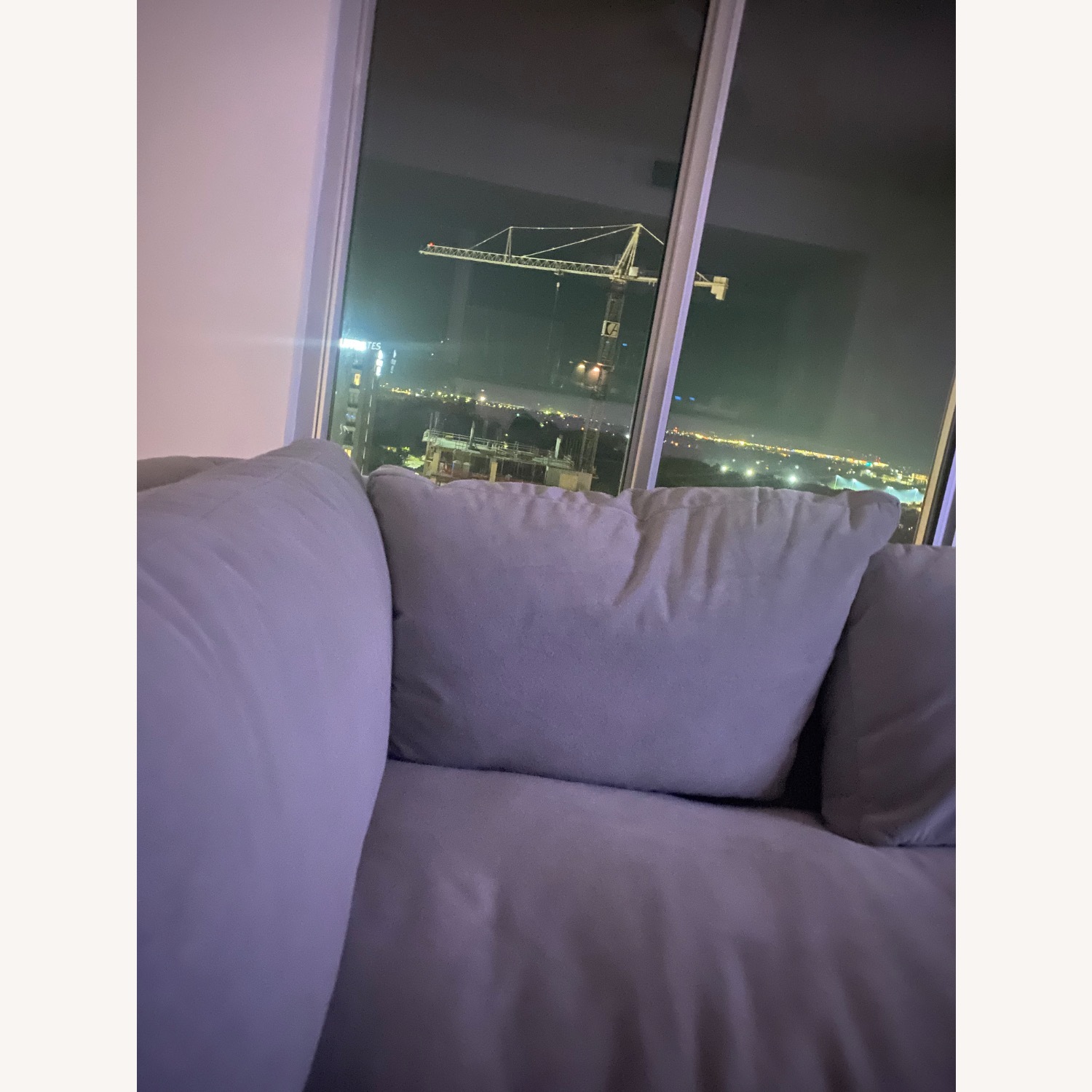 West Elm Light Gray Velvet 2 Piece Sectional - image-6