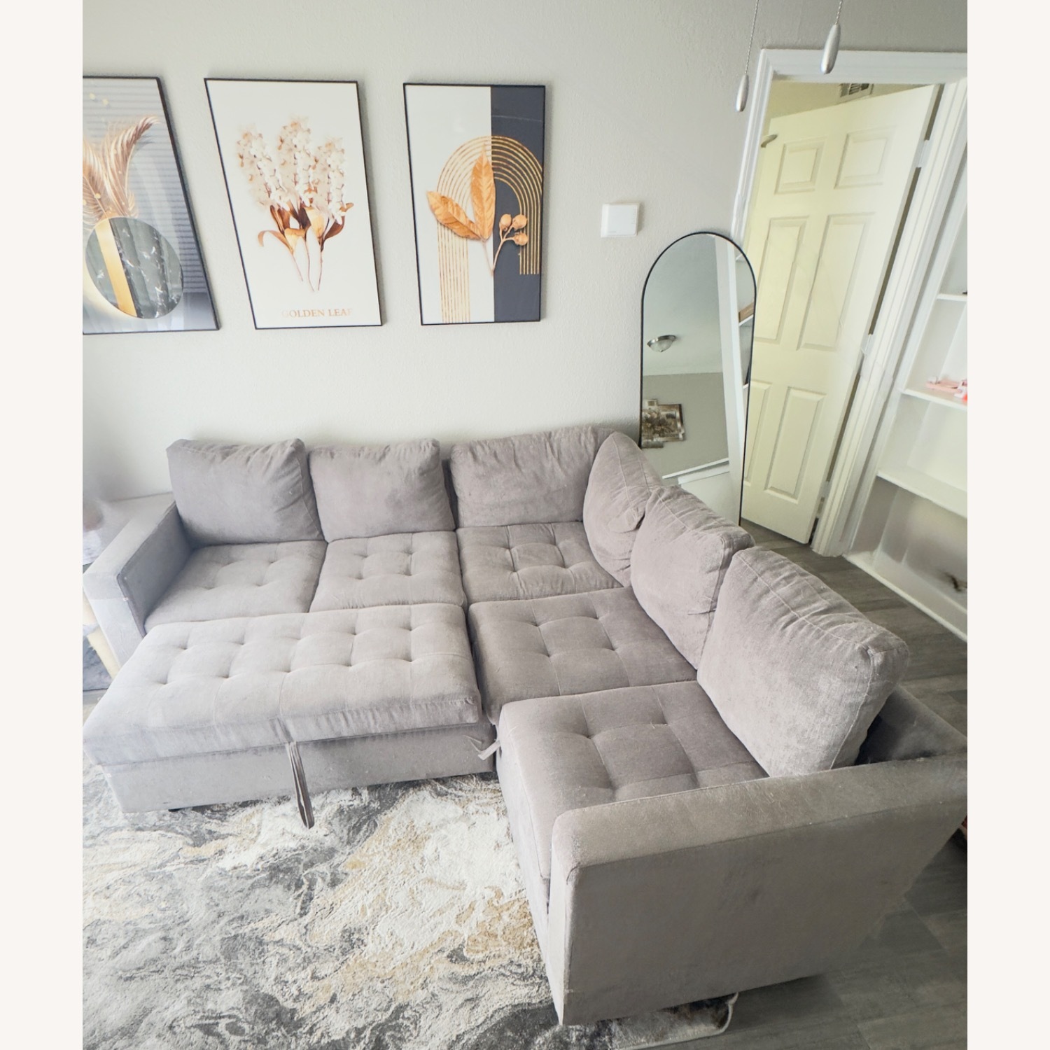 Warm Grey 3 Seat Sectional Sofa - image-2
