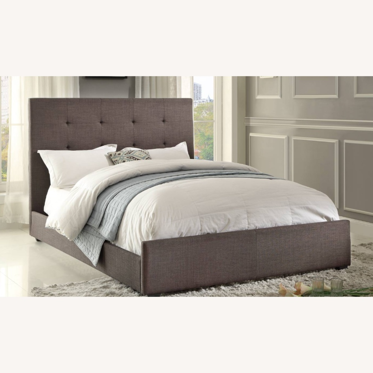 Homelegance Furniture Dark Gray Fabric Queen Bed - image-4