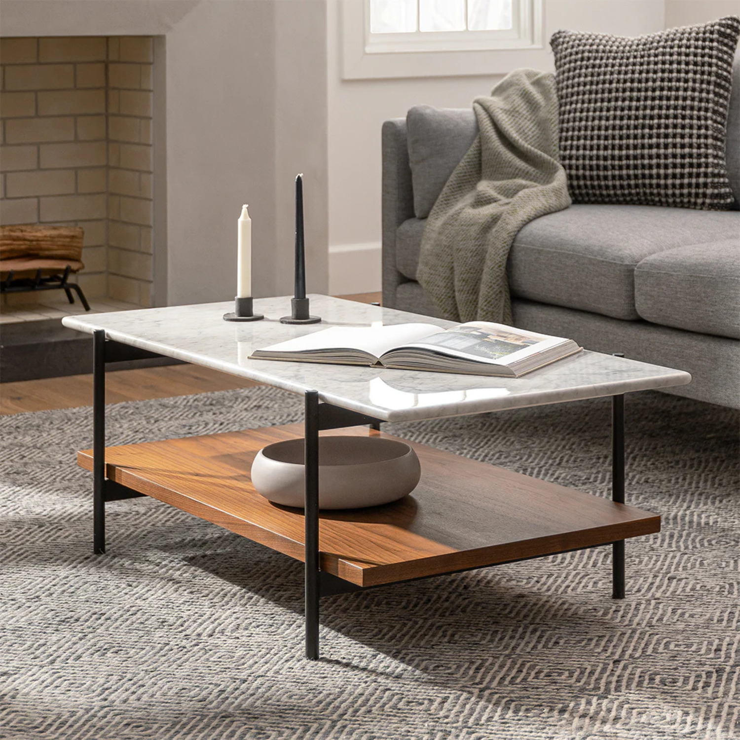 Article Agotu Marble/Walnut Coffee Table - image-4