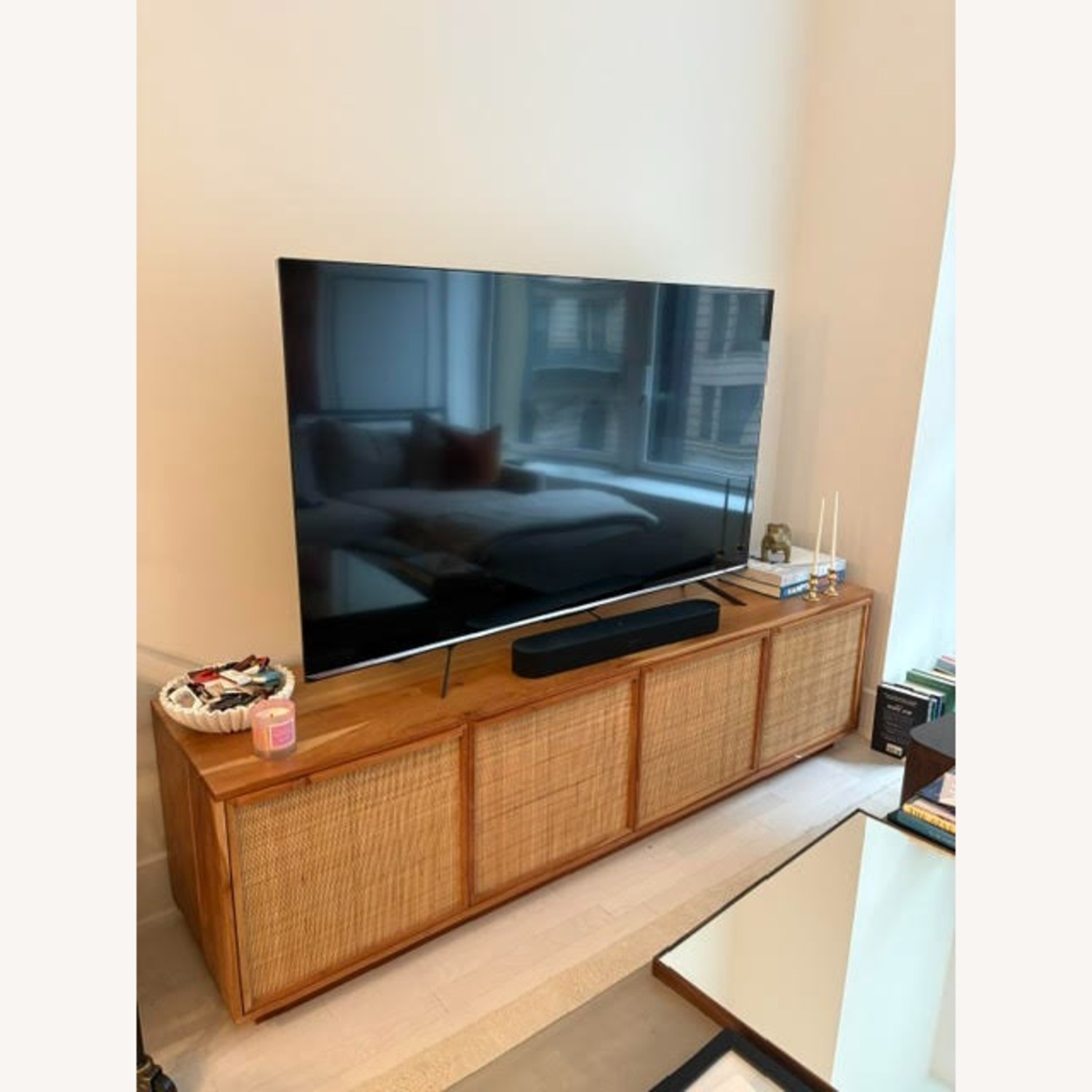 West Elm Callahan Solid Wood Rattan Media Console (80") - image-8