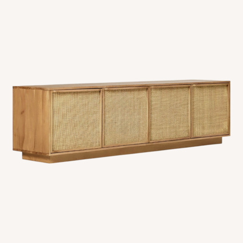 Used West Elm Callahan Solid Wood Rattan Media Console (80") for sale on AptDeco