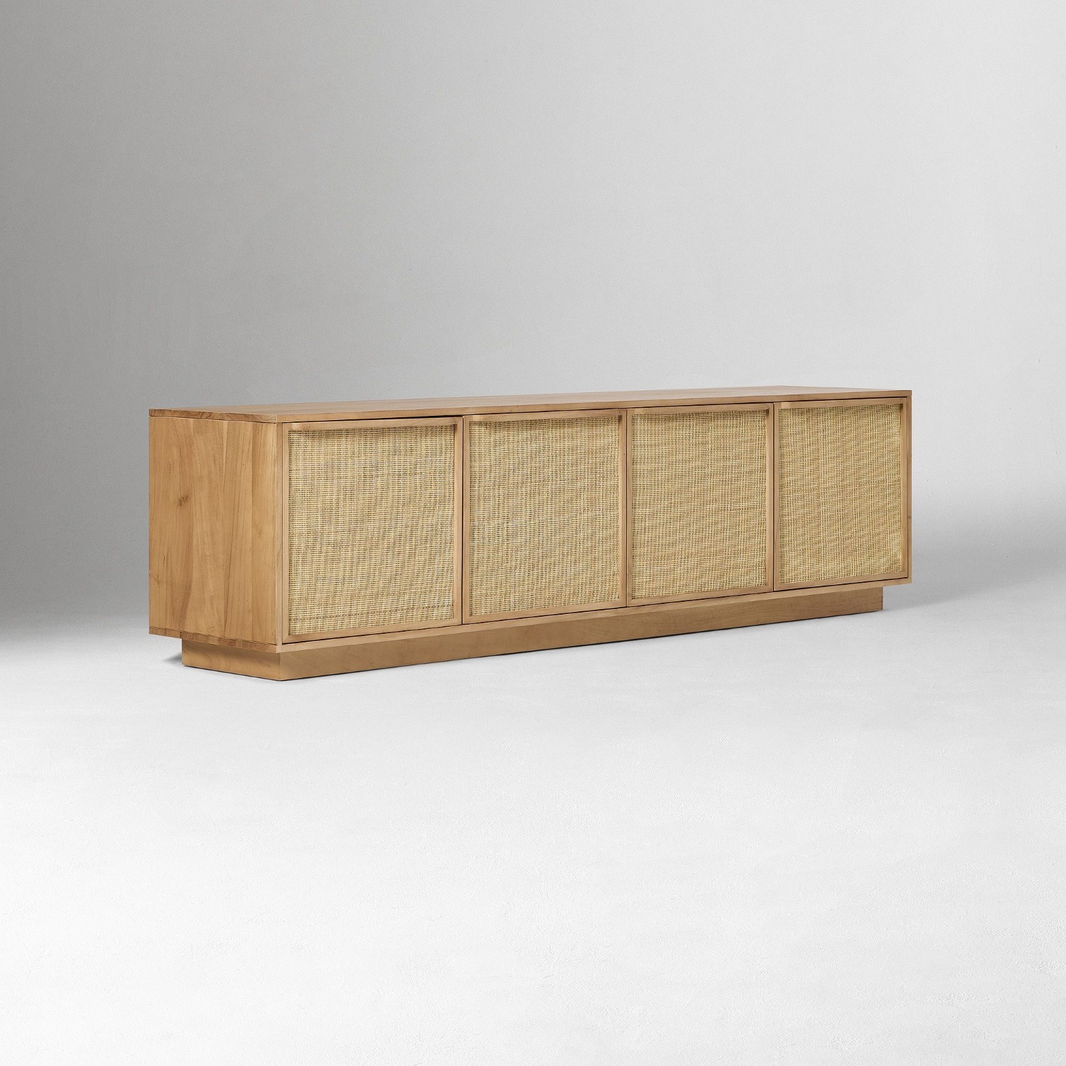 West Elm Callahan Solid Wood Rattan Media Console (80") - image-1