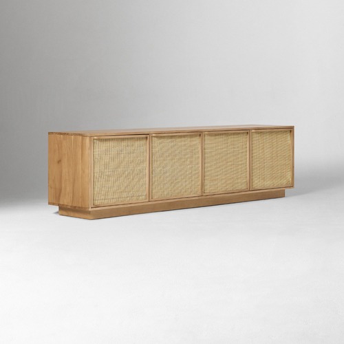 Used West Elm Callahan Solid Wood Rattan Media Console (80") for sale on AptDeco