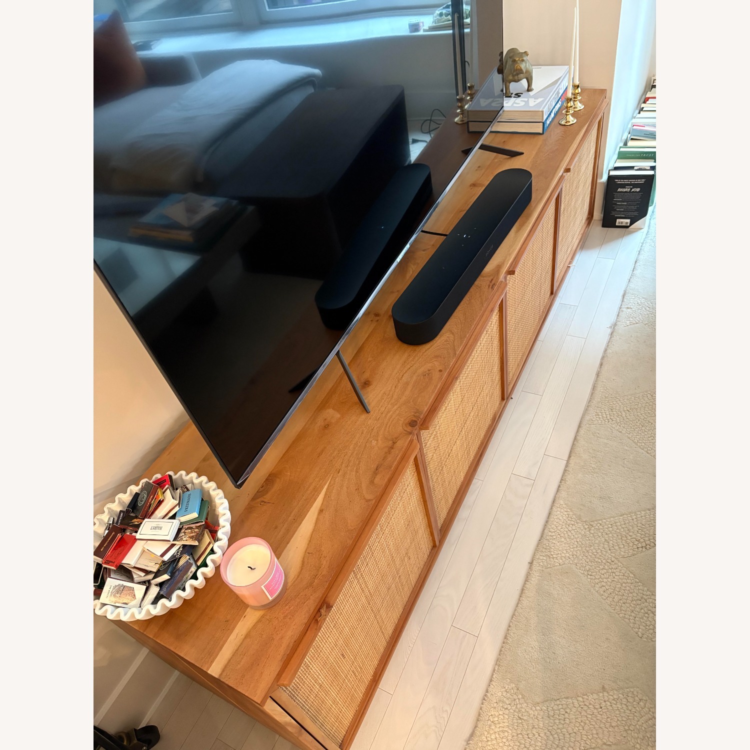 West Elm Callahan Solid Wood Rattan Media Console (80") - image-9