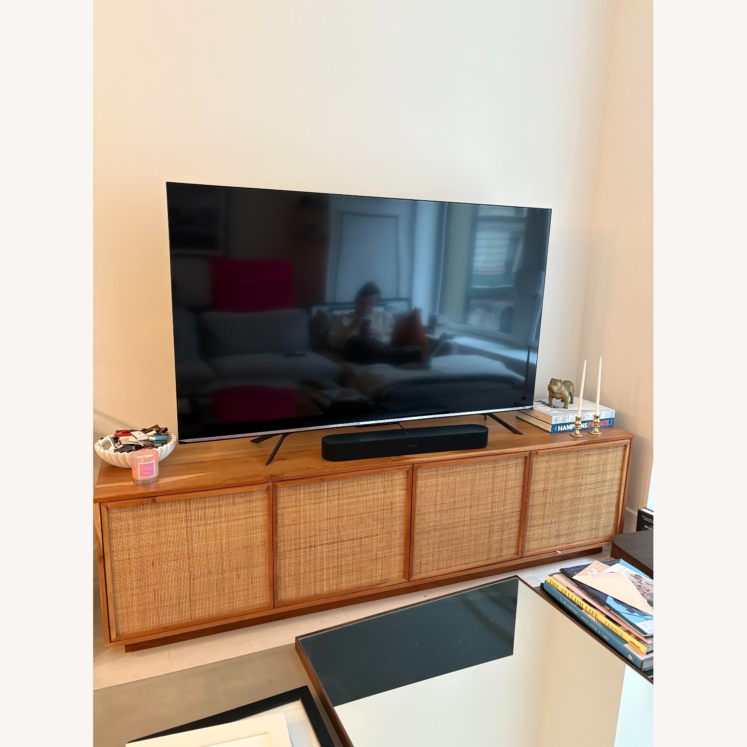 West Elm Callahan Solid Wood Rattan Media Console (80") - image-5