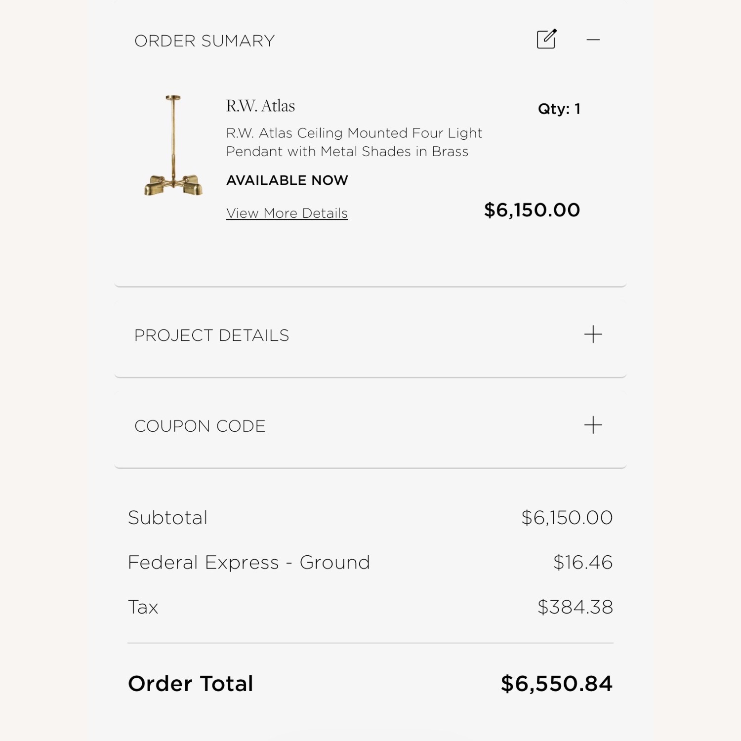 Waterworks RW Atlas Pendant in Unlacquered Brass - image-7