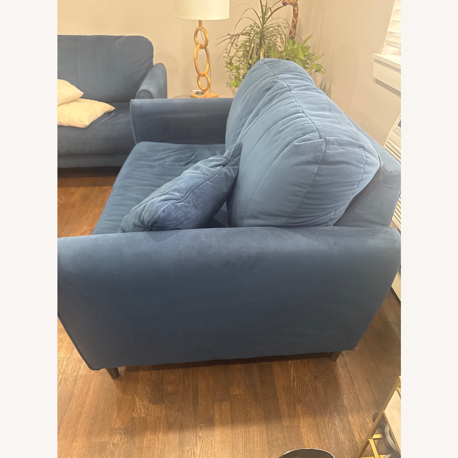 Ashley Furniture Blue Velvet Loveseat - image-3