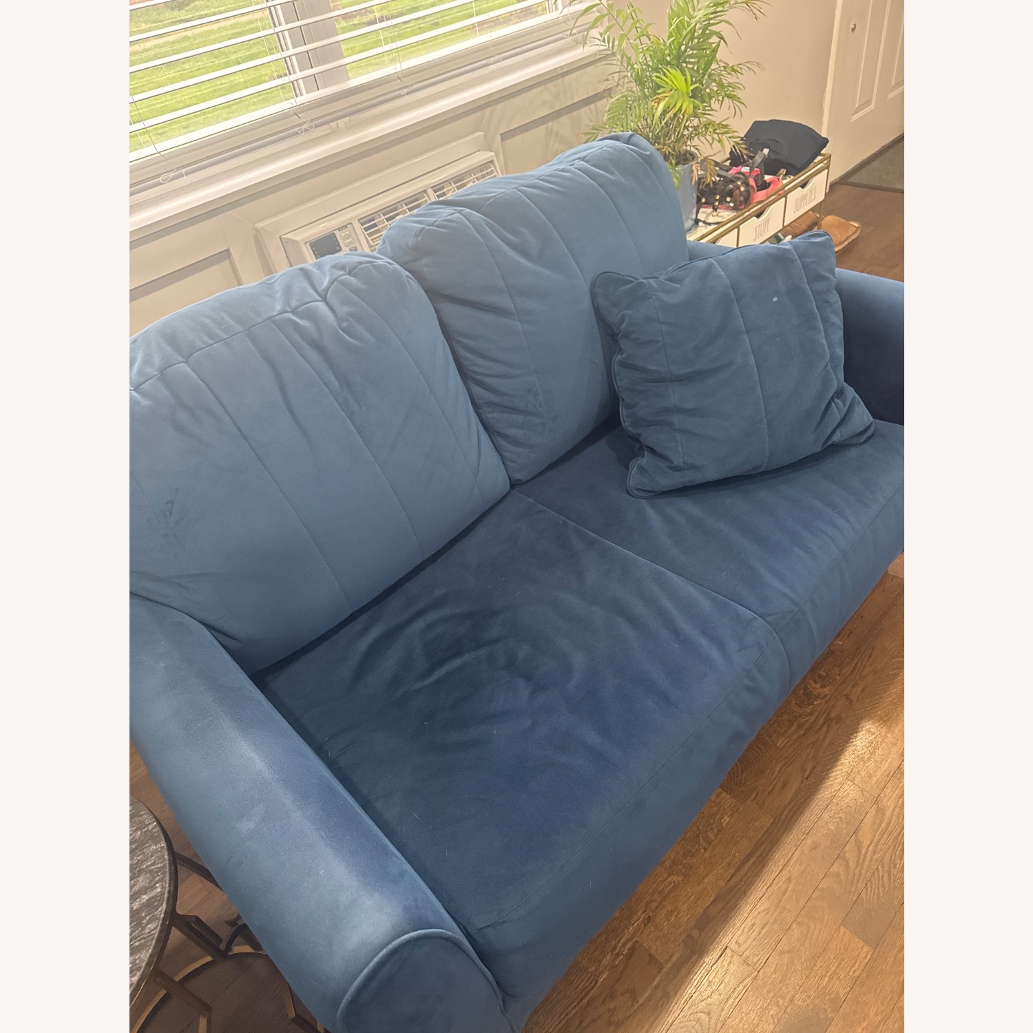 Ashley Furniture Blue Velvet Loveseat - image-2