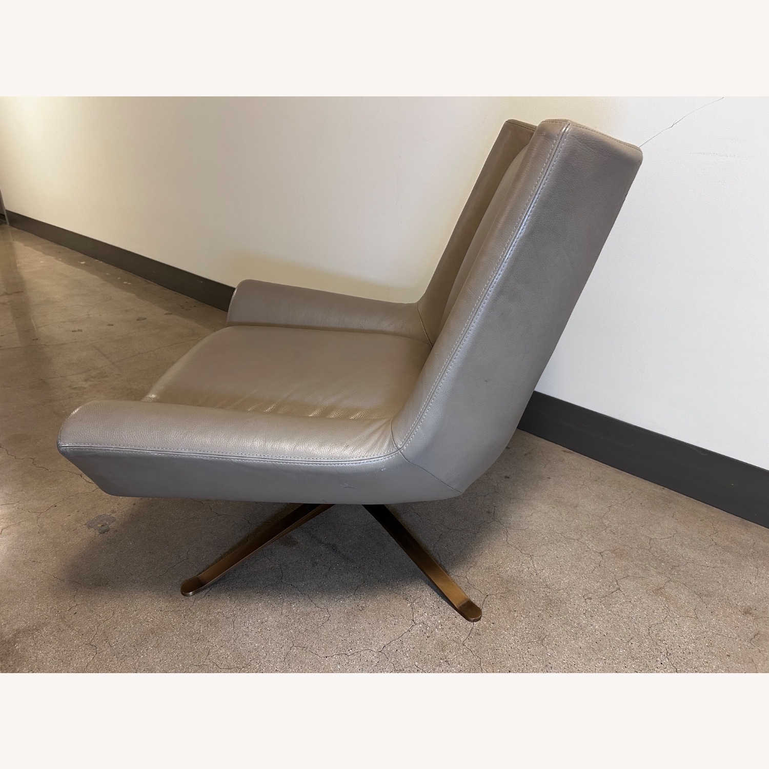 Luke Leather Light Gray Leather Armchair - image-6