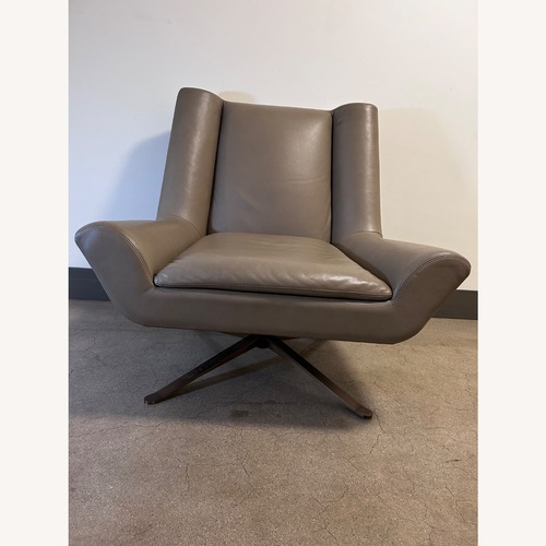 Used Luke Leather Light Gray Leather Armchair for sale on AptDeco