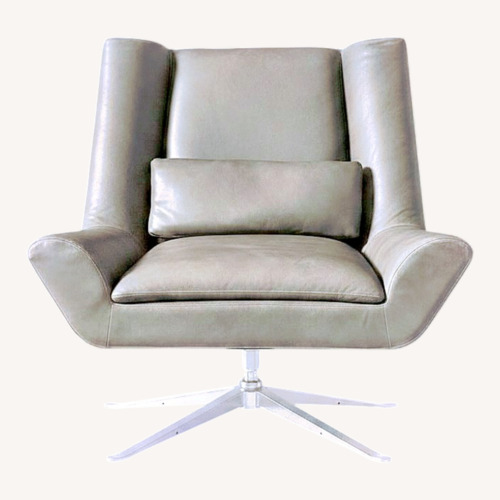 Used Luke Leather Light Gray Leather Armchair for sale on AptDeco