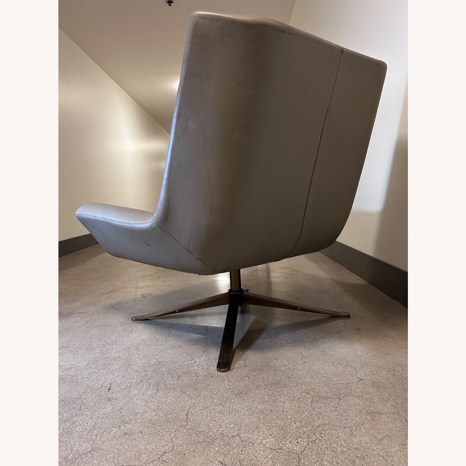 Luke Leather Light Gray Leather Armchair - image-7