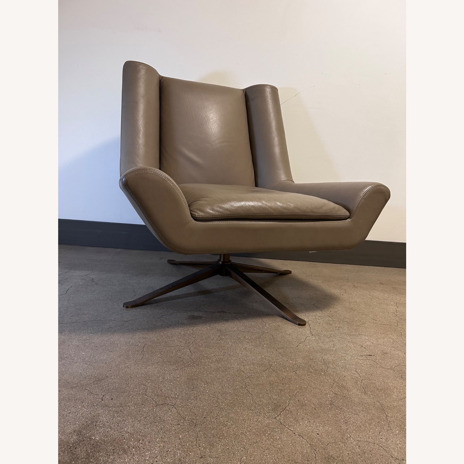 Luke Leather Light Gray Leather Armchair - image-11