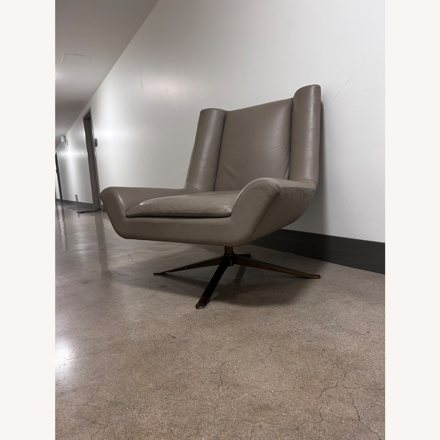 Luke Leather Light Gray Leather Armchair - image-19