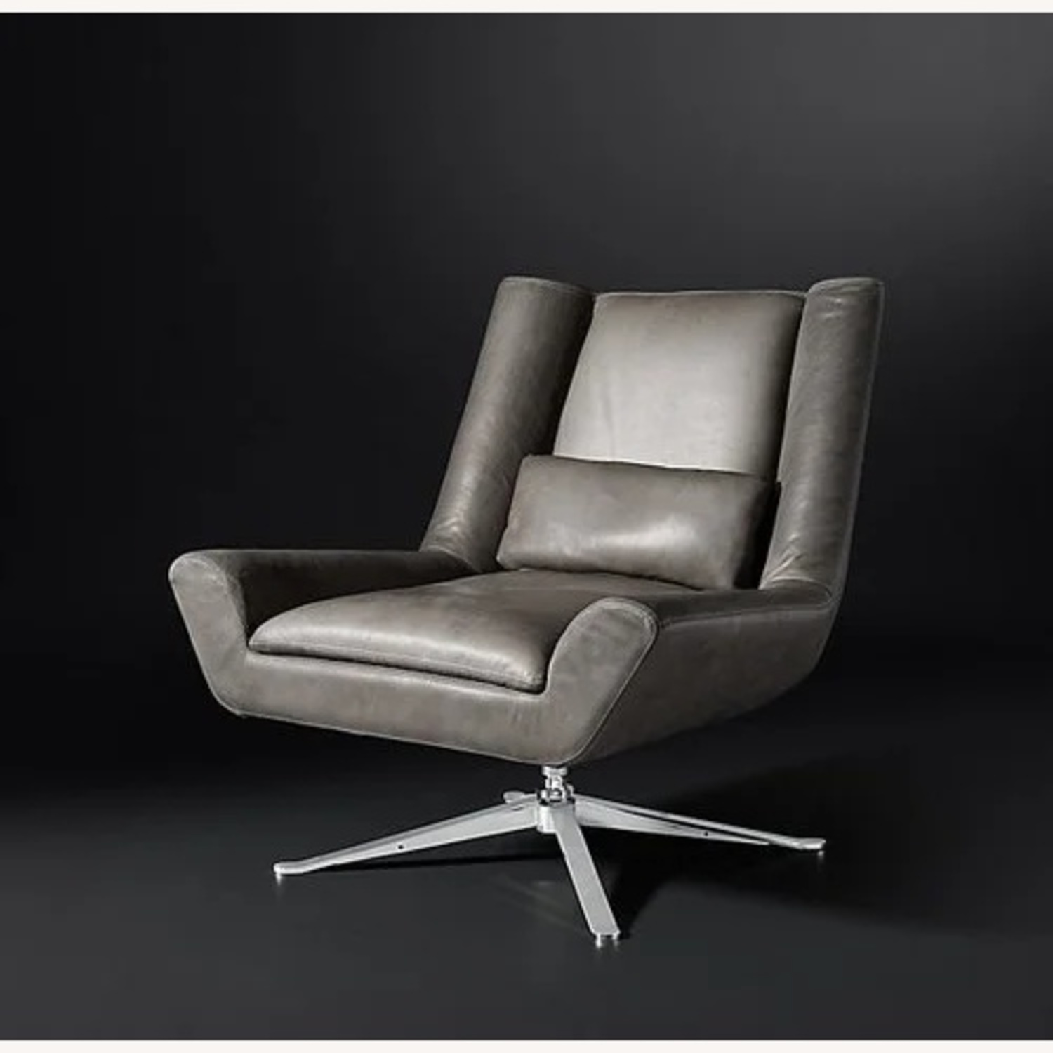 Luke Leather Light Gray Leather Armchair - image-25