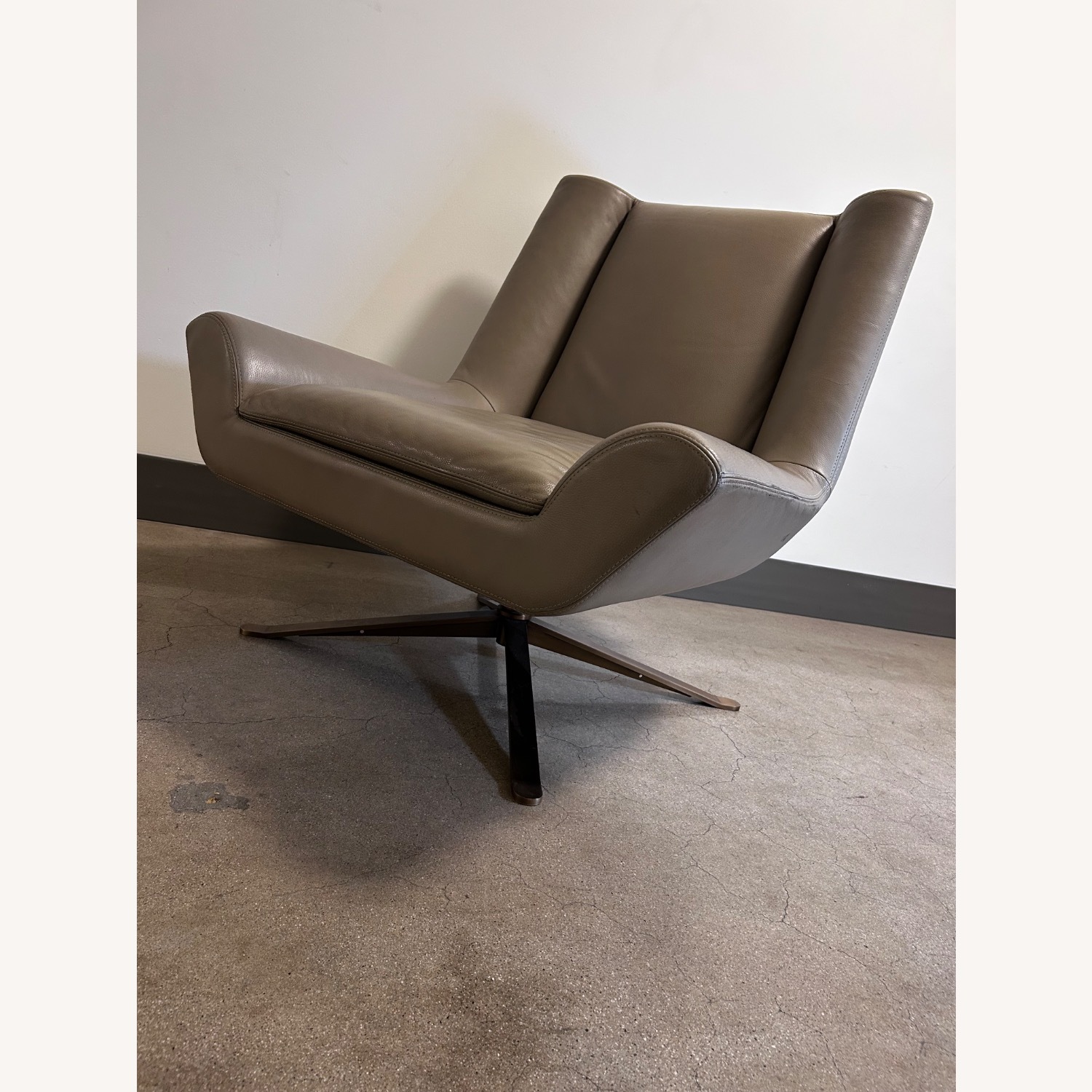 Luke Leather Light Gray Leather Armchair - image-4