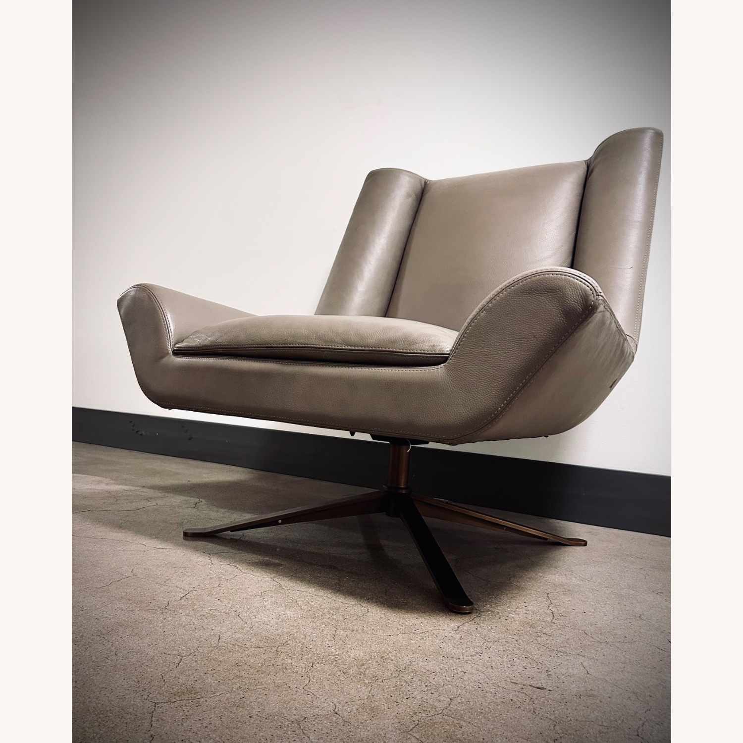 Luke Leather Light Gray Leather Armchair - image-20