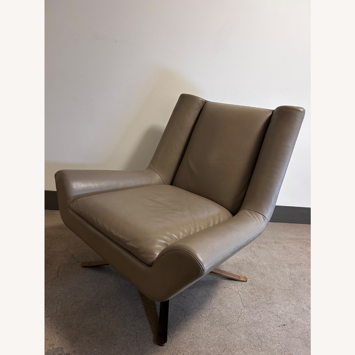 Luke Leather Light Gray Leather Armchair - image-5