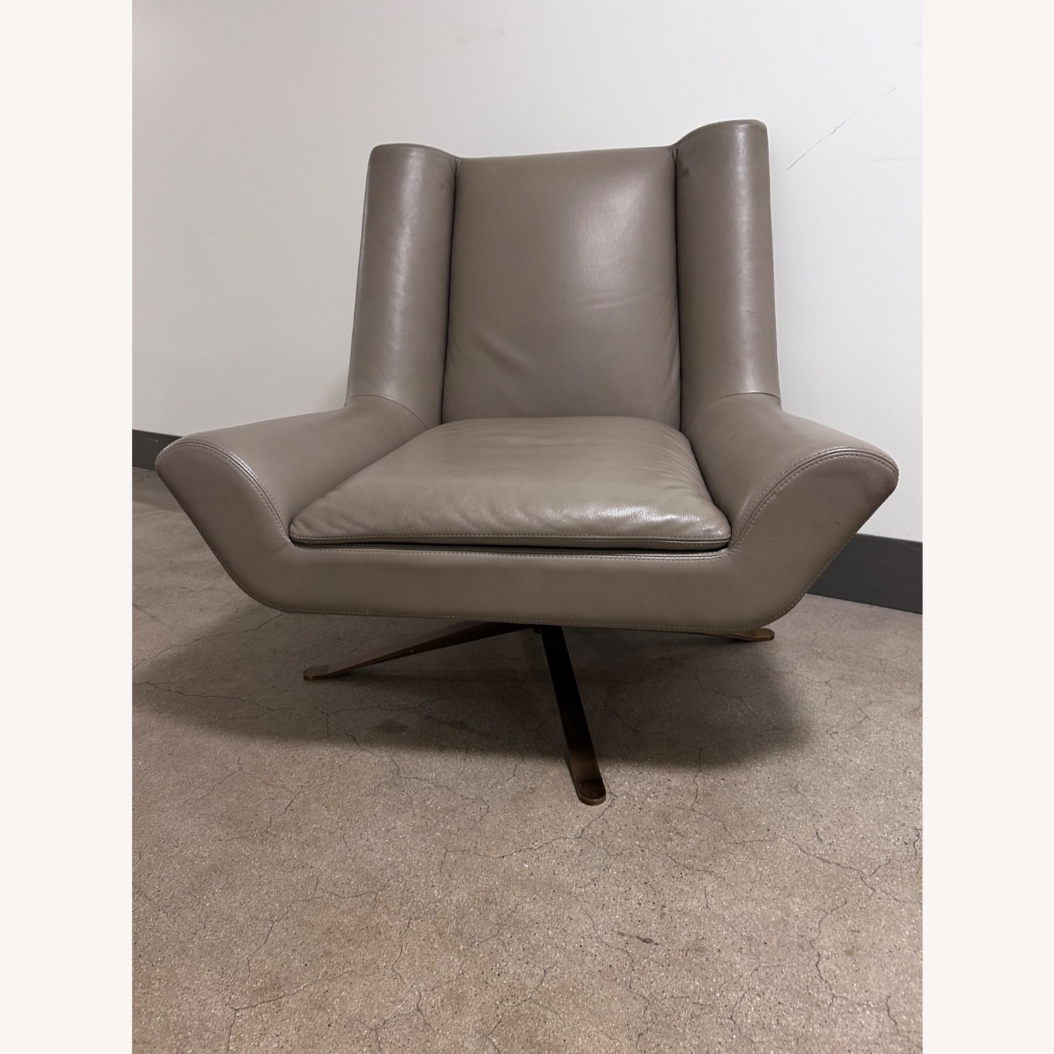 Luke Leather Light Gray Leather Armchair - image-18
