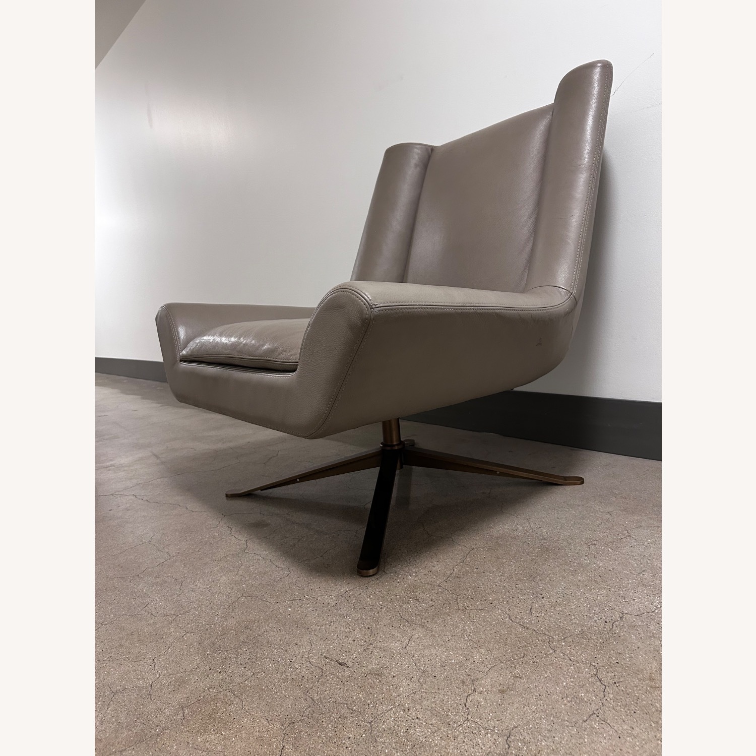 Luke Leather Light Gray Leather Armchair - image-22