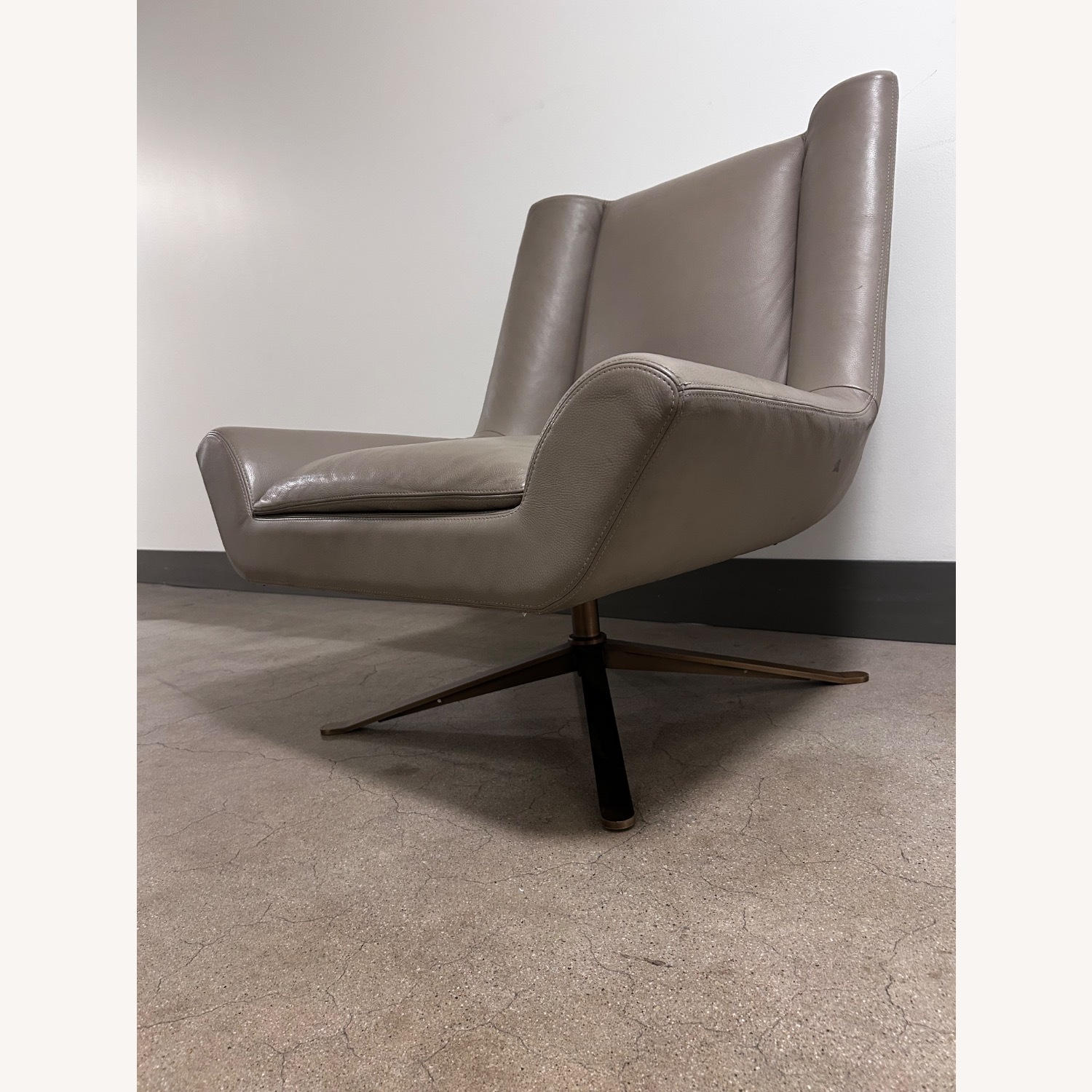 Luke Leather Light Gray Leather Armchair - image-21