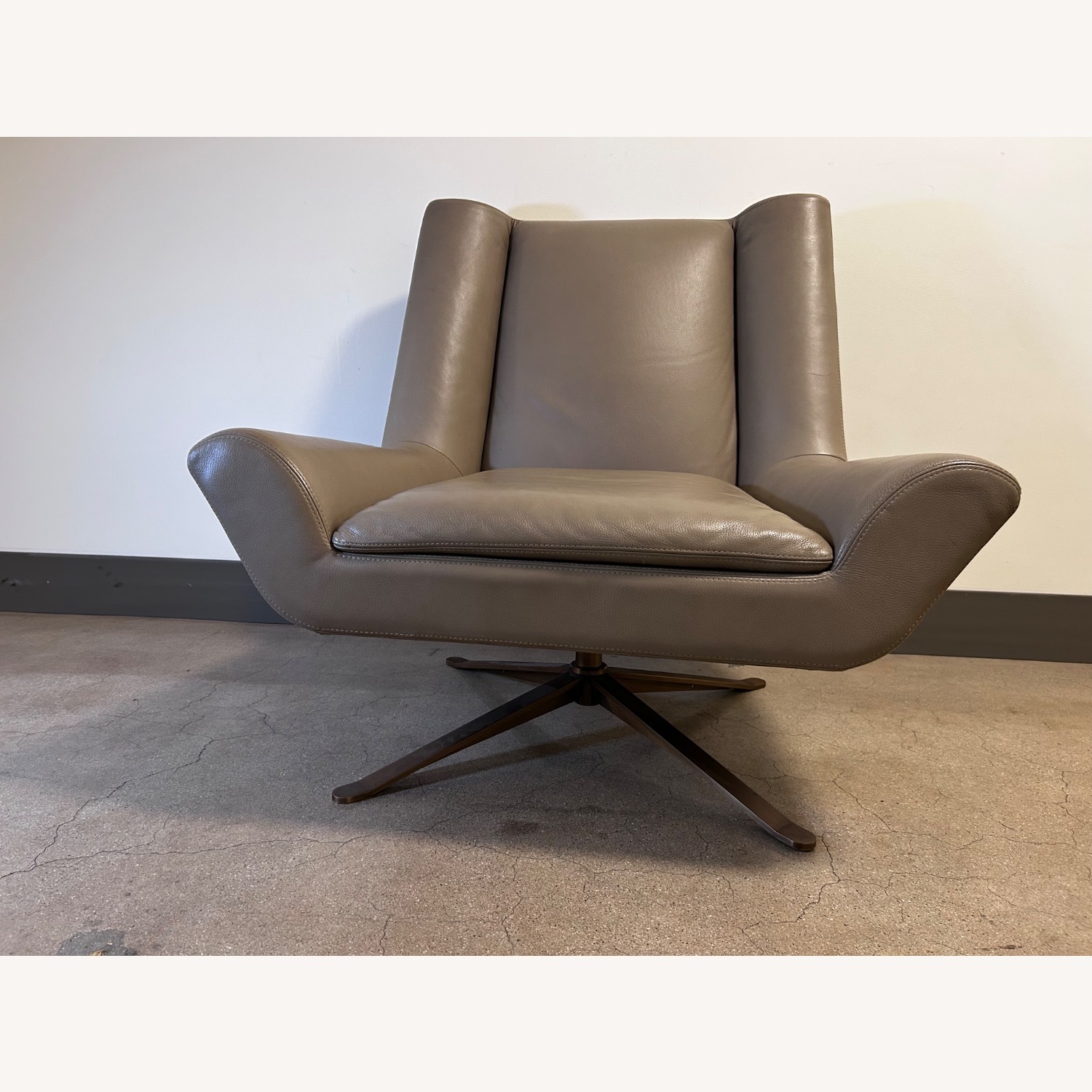 Luke Leather Light Gray Leather Armchair - image-9