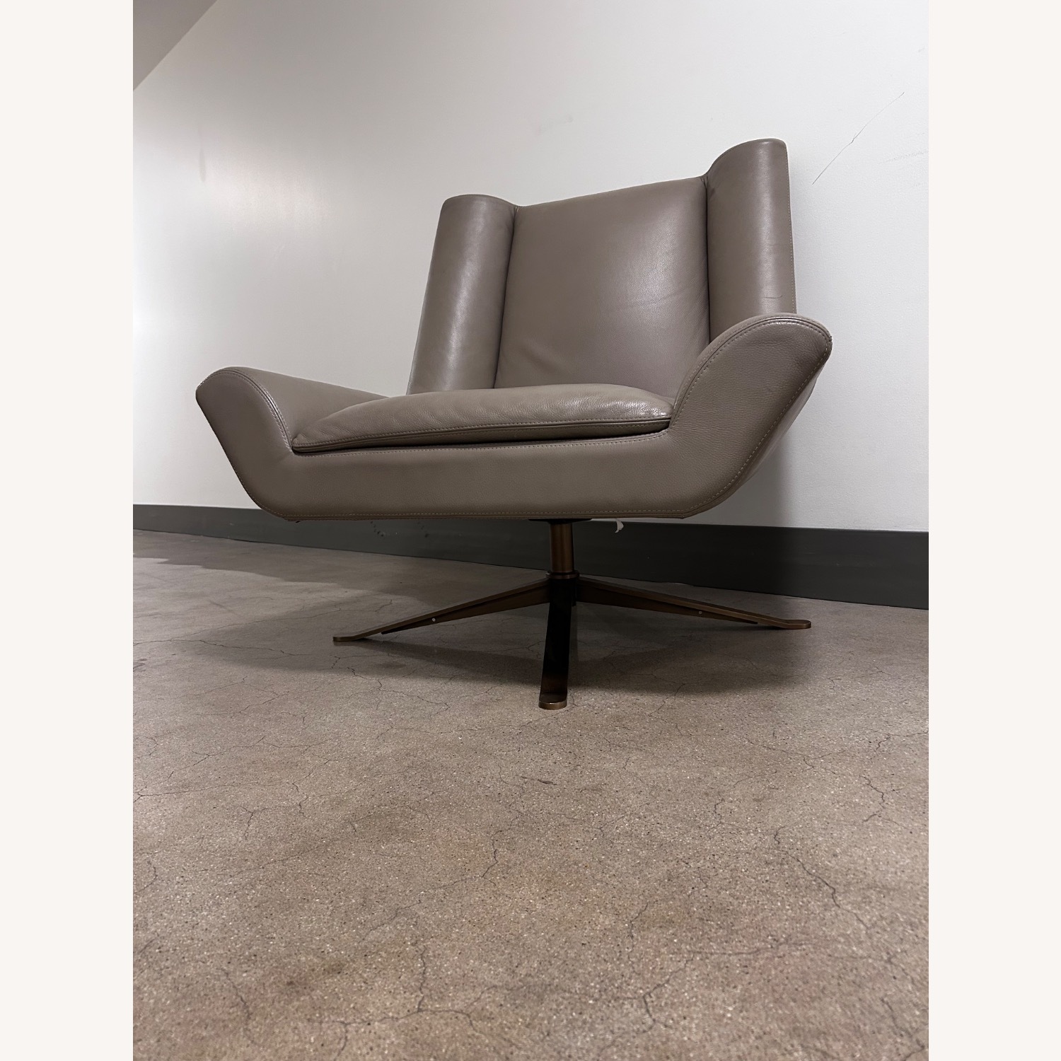 Luke Leather Light Gray Leather Armchair - image-16