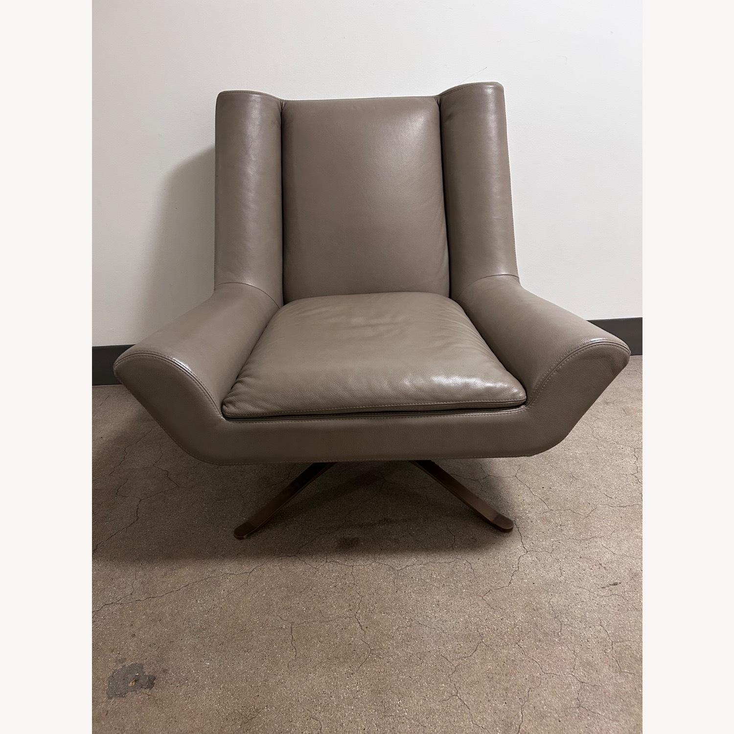 Luke Leather Light Gray Leather Armchair - image-24