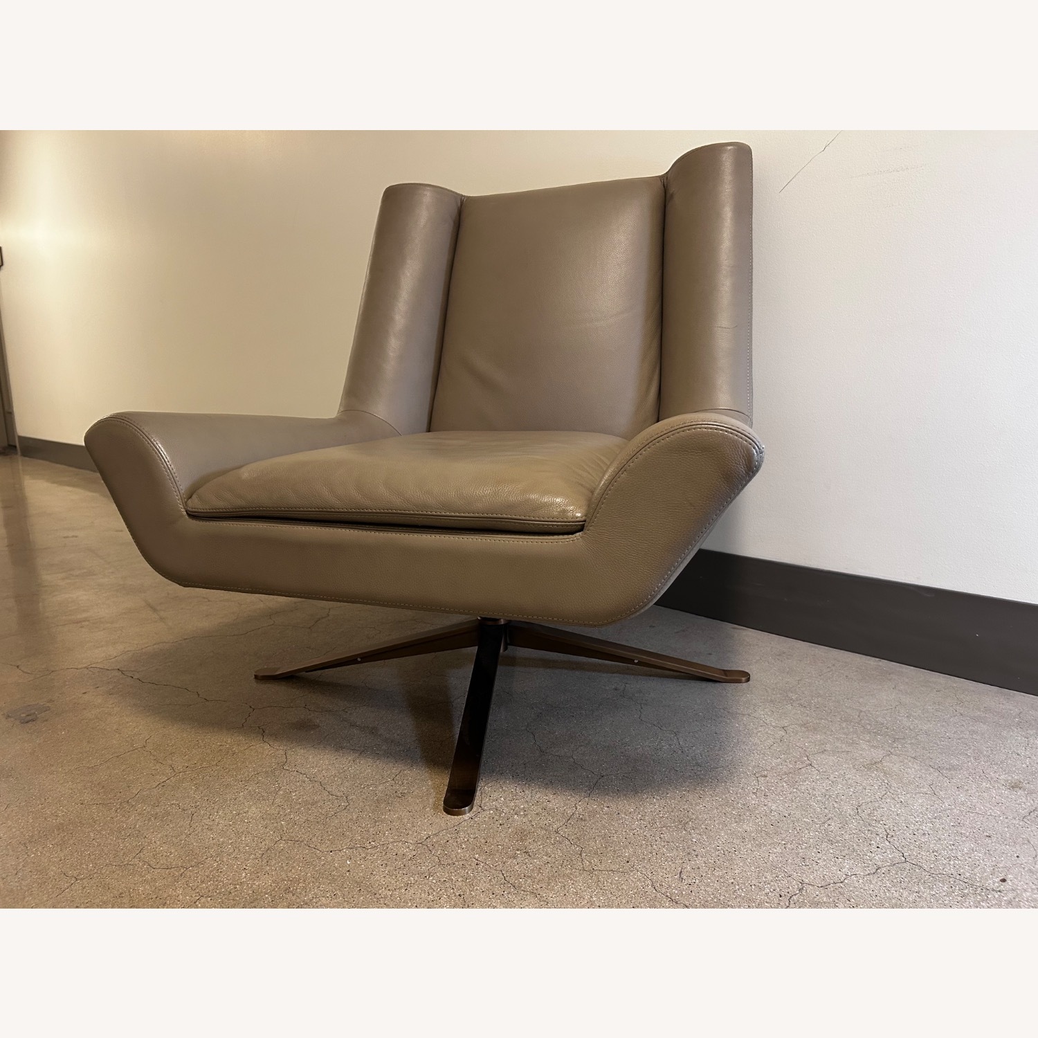 Luke Leather Light Gray Leather Armchair - image-14