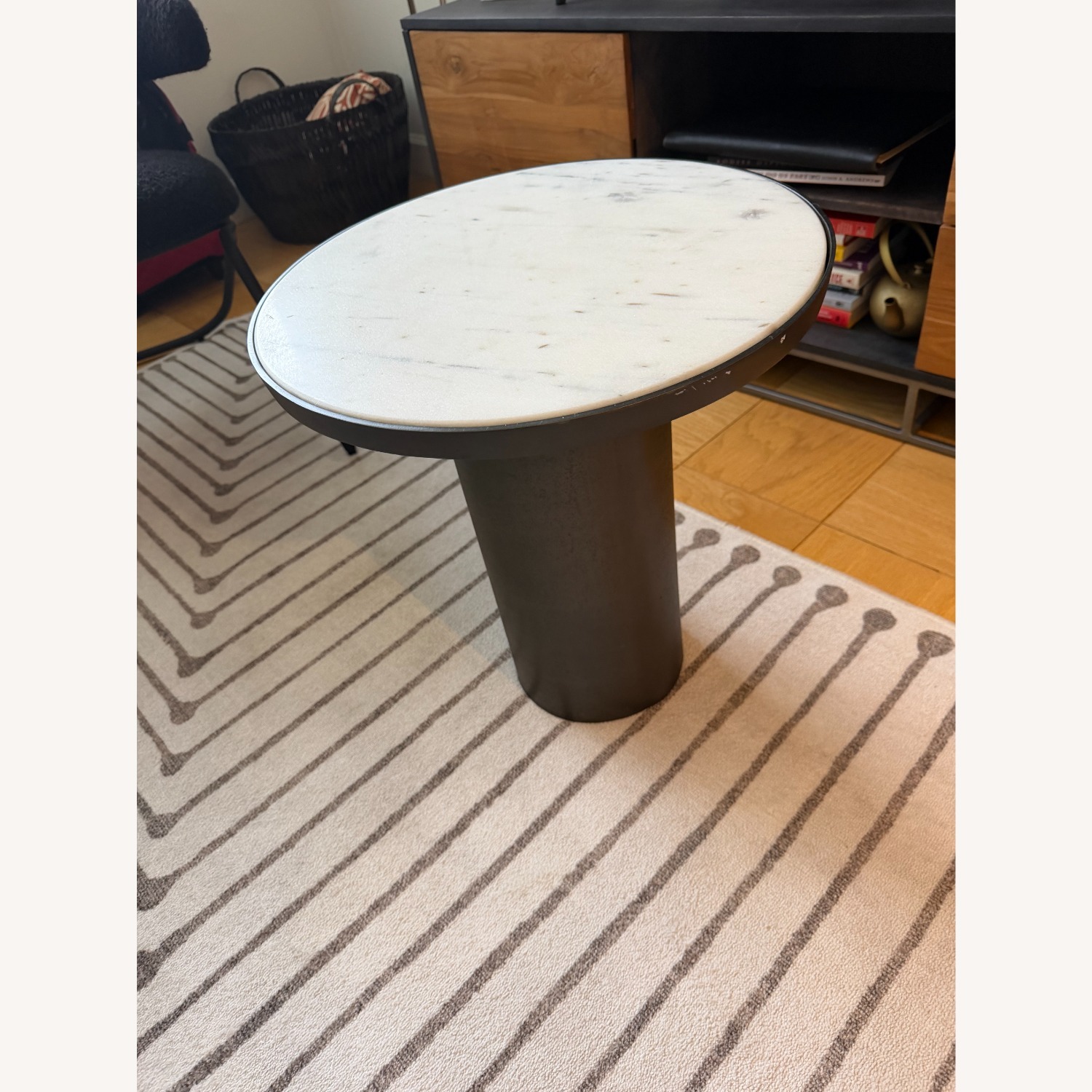 CB2 Discuss Natural Round Marble Side Table - image-2