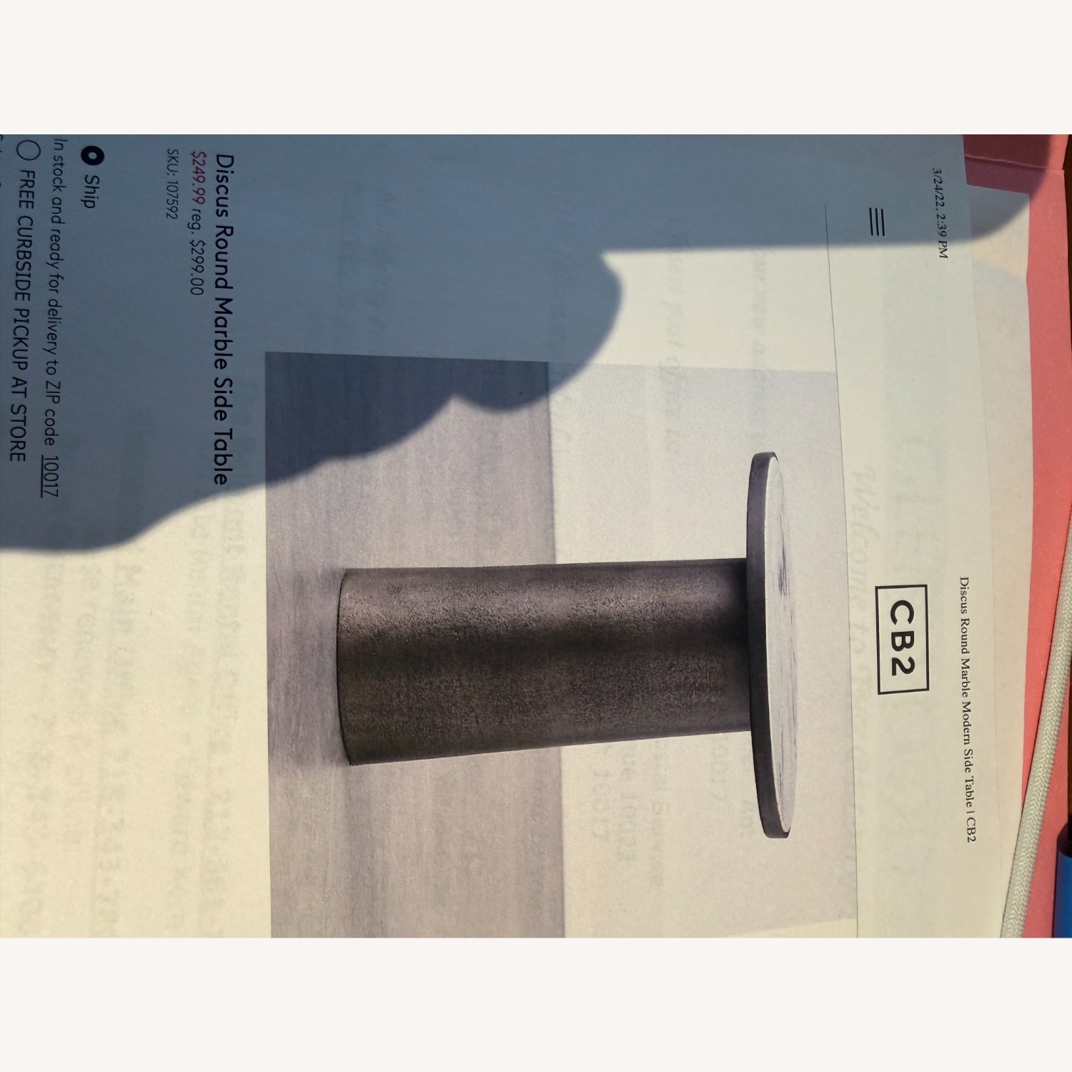 CB2 Discuss Natural Round Marble Side Table - image-4