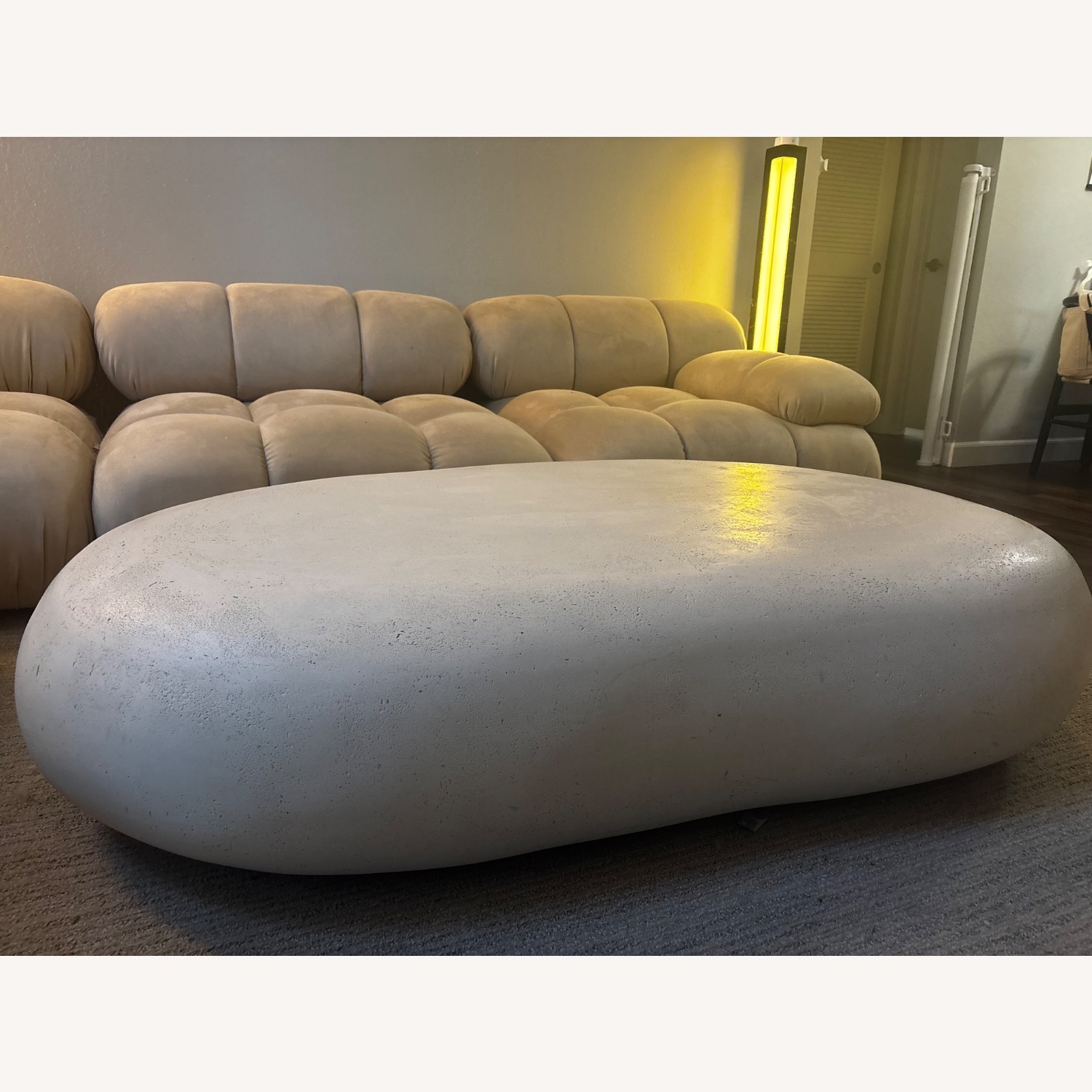 CB2 Pebble White Concrete 59" Coffee Table by Leanne Ford - image-4