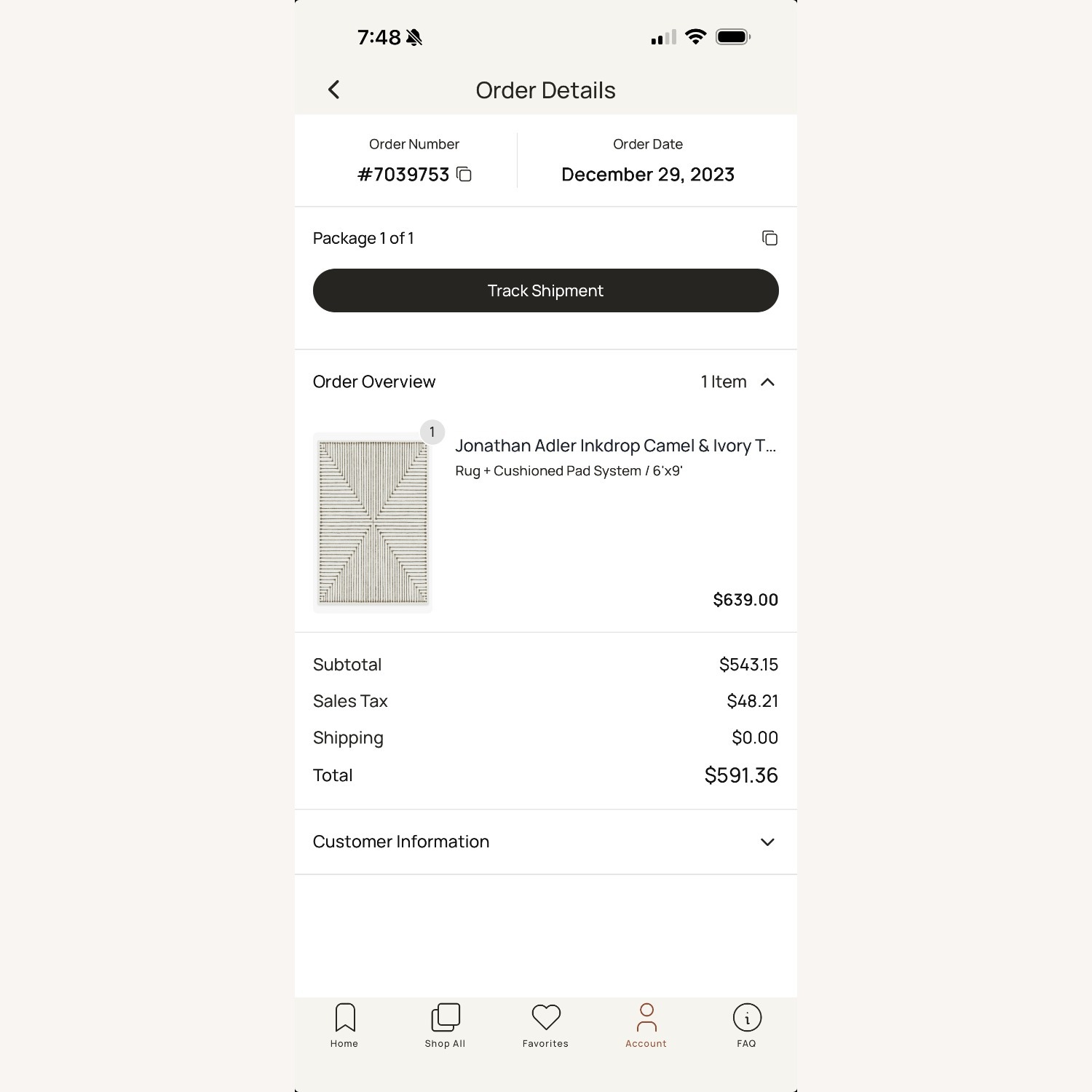 Ruggable Jonathan Adler Natural Area Rug 6' x 9' - image-2