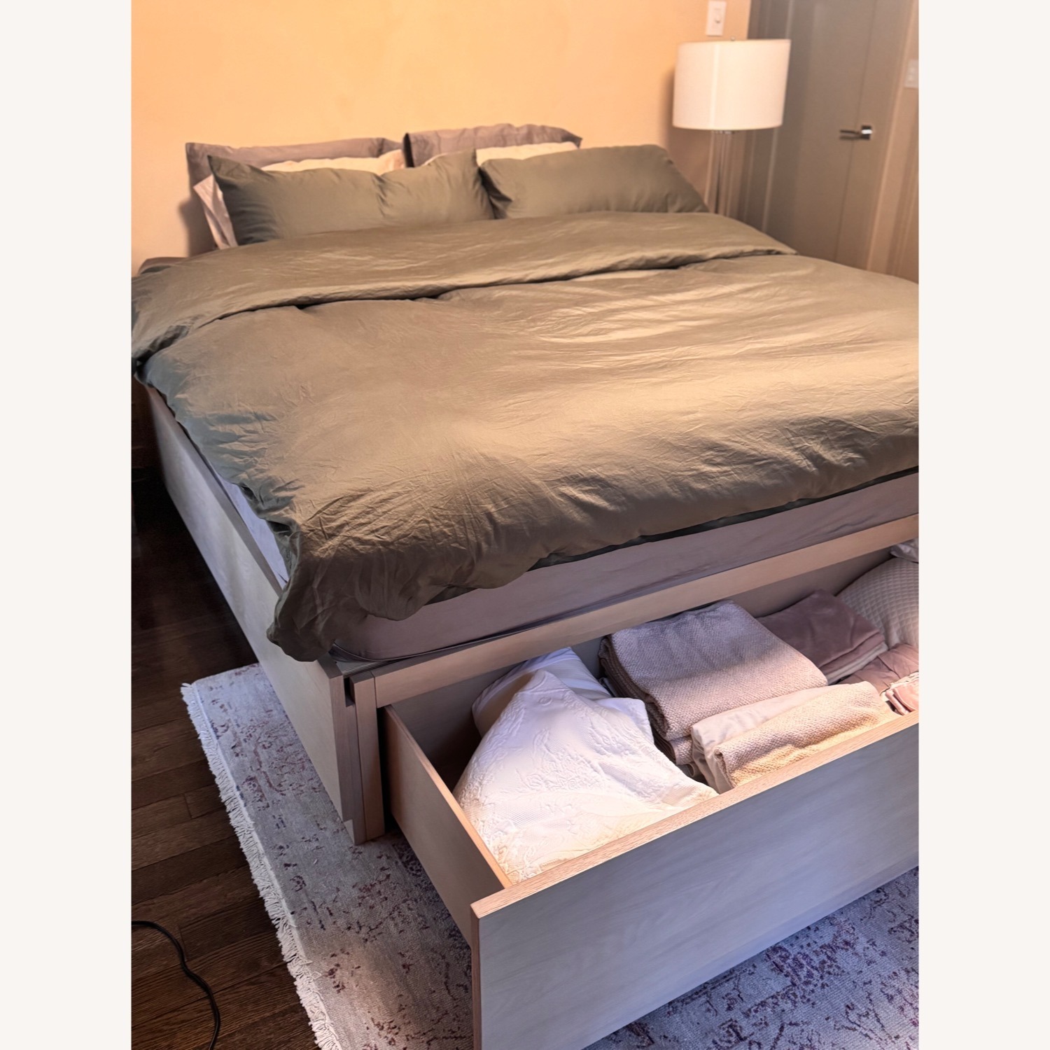 Crate & Barrel Batten Oak Storage Bed  - image-3