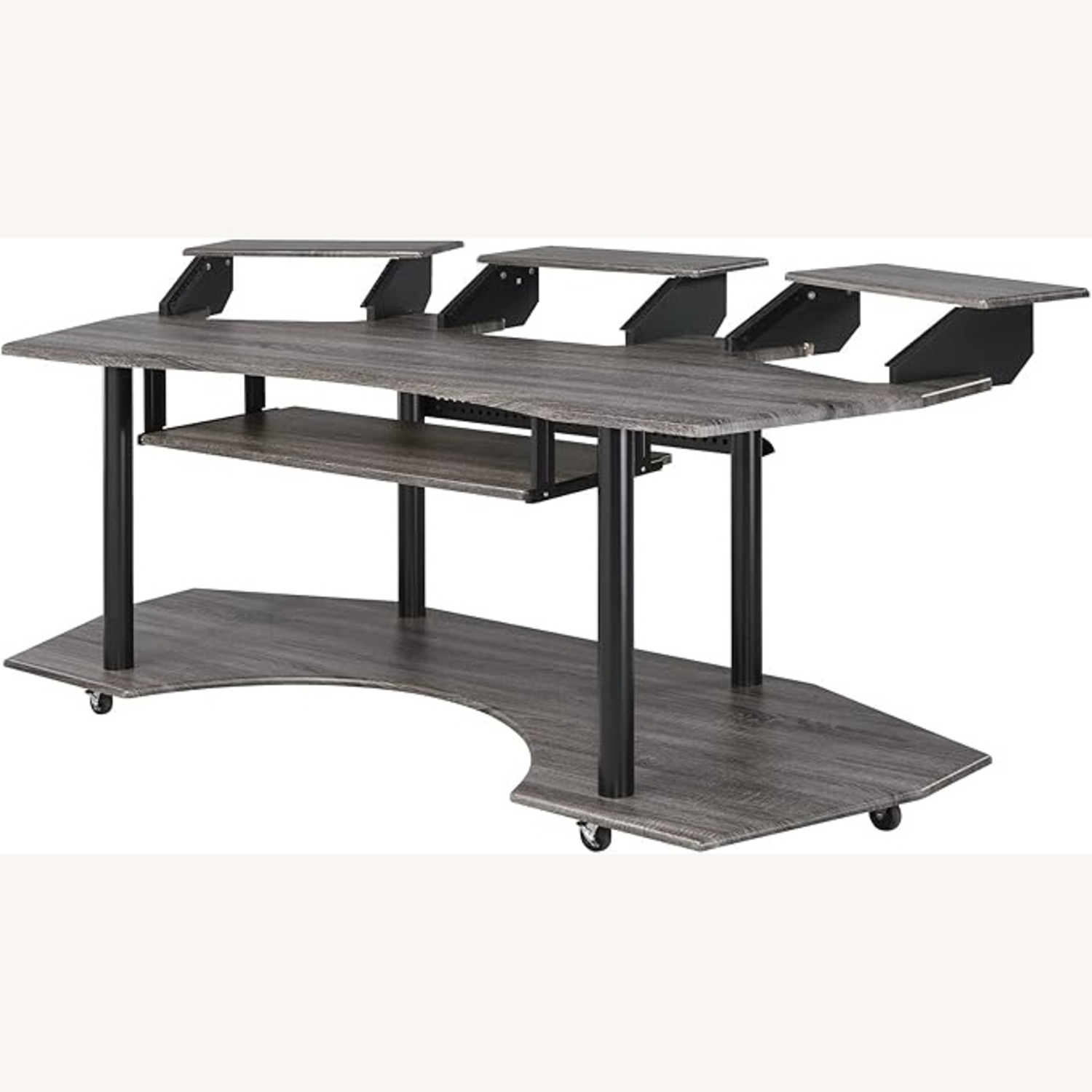 Black Oak 4-Shelf Music Recording Studio Desk - image-9