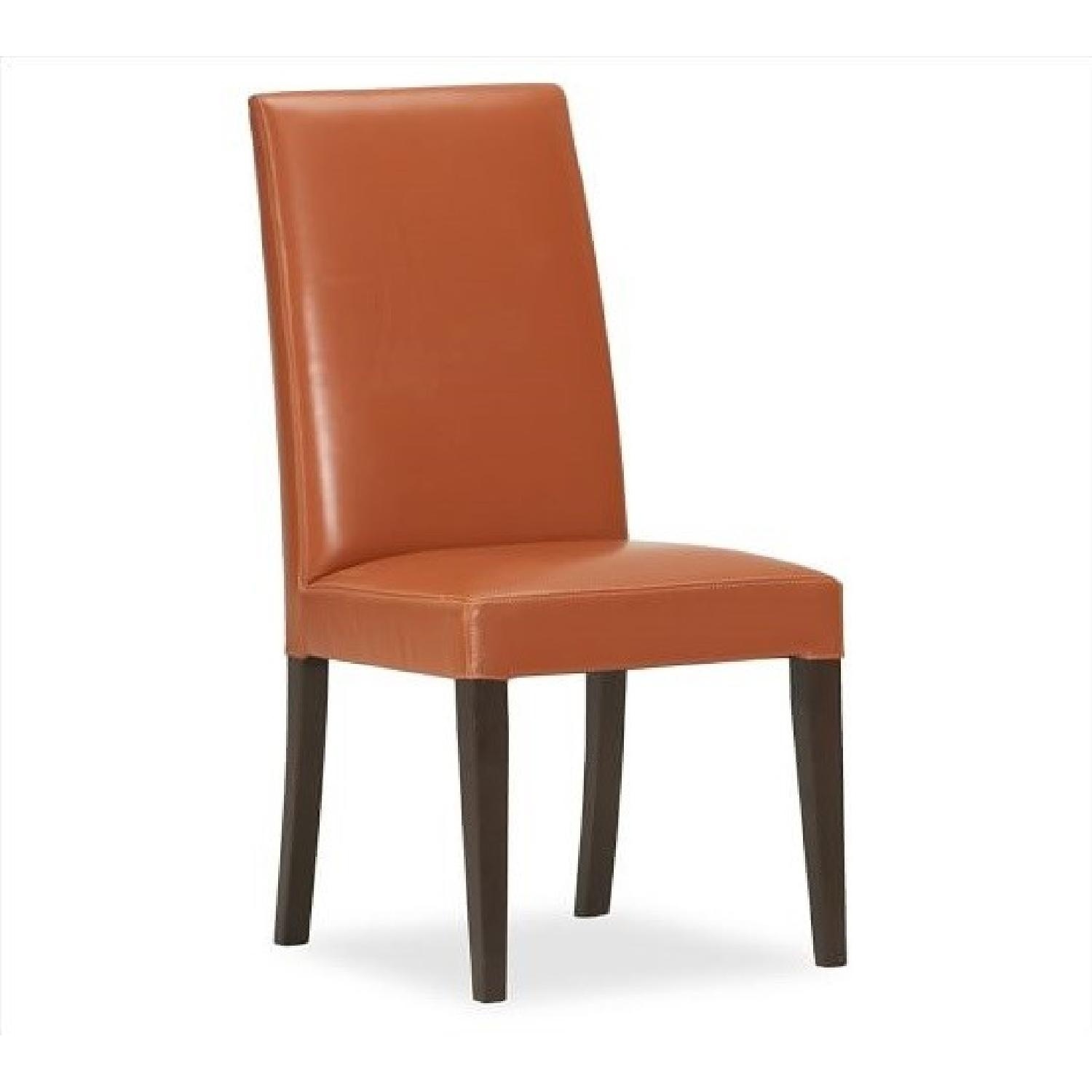 Pottery Barn Orange Leather Dining Chairs - image-5