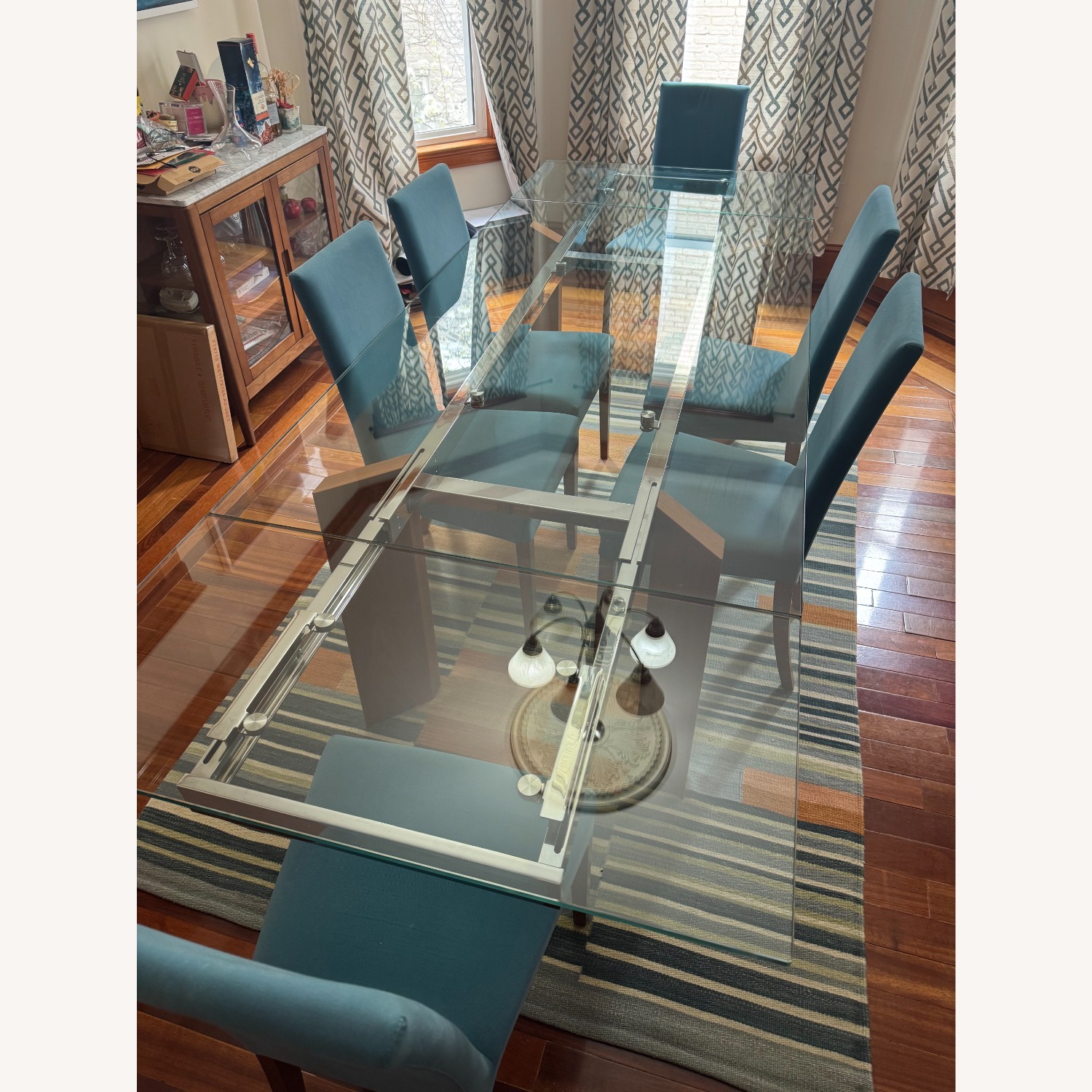 Calligaris Tower Walnut Glass Dining Set - image-3