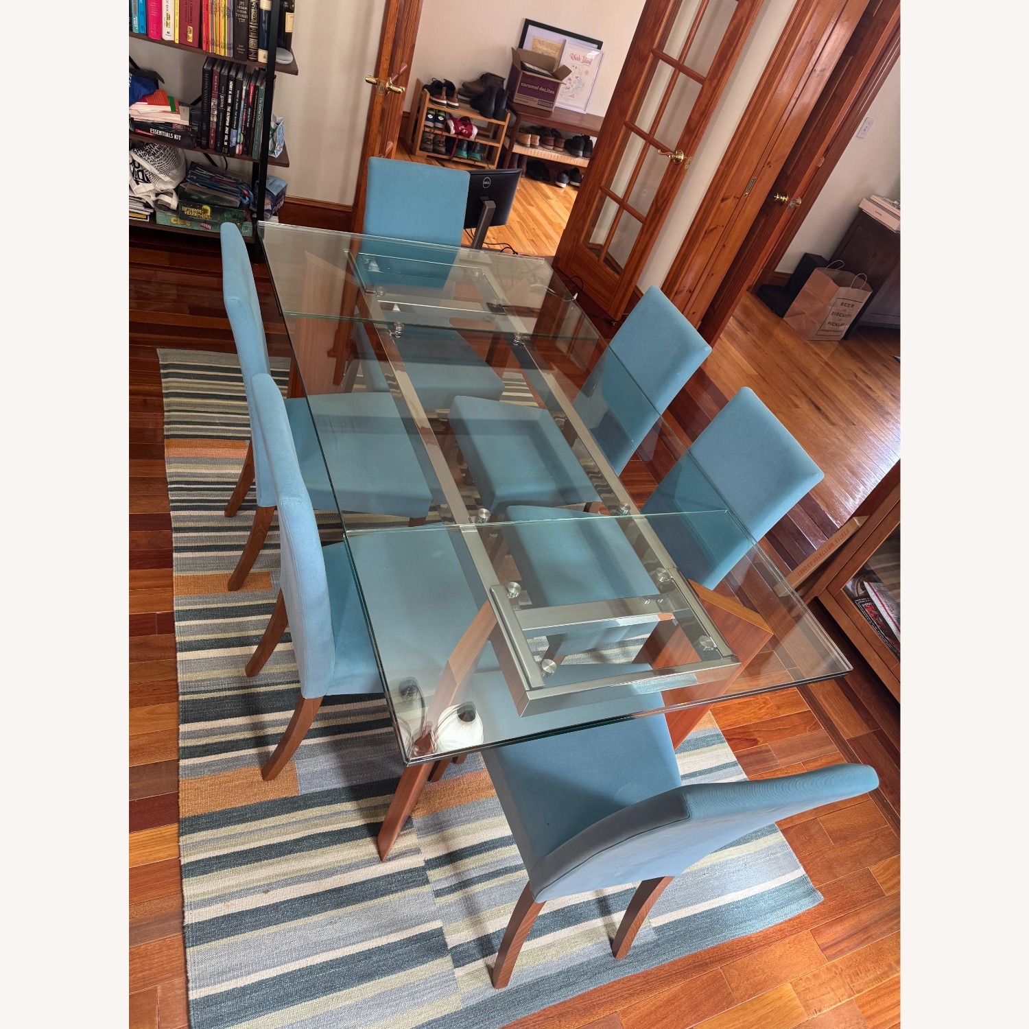 Calligaris Tower Walnut Glass Dining Set - image-4