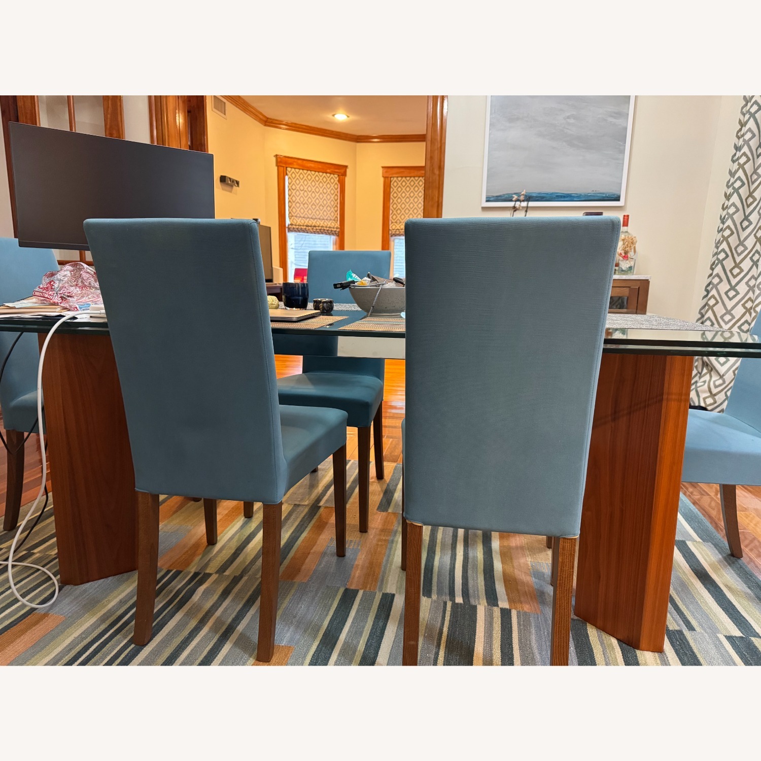 Calligaris Tower Walnut Glass Dining Set - image-2