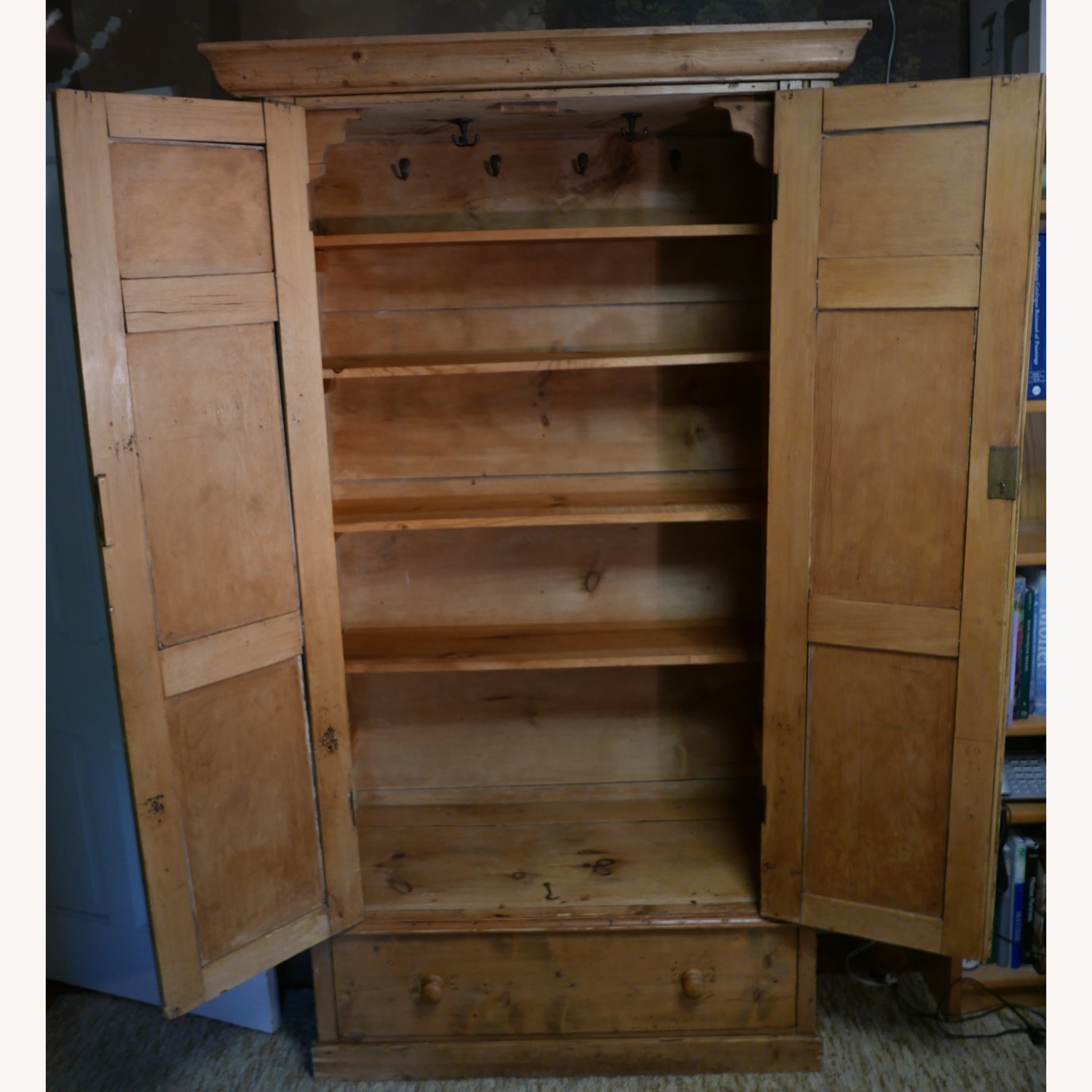 Vintage/Antique Natural Wood Armoire - image-2