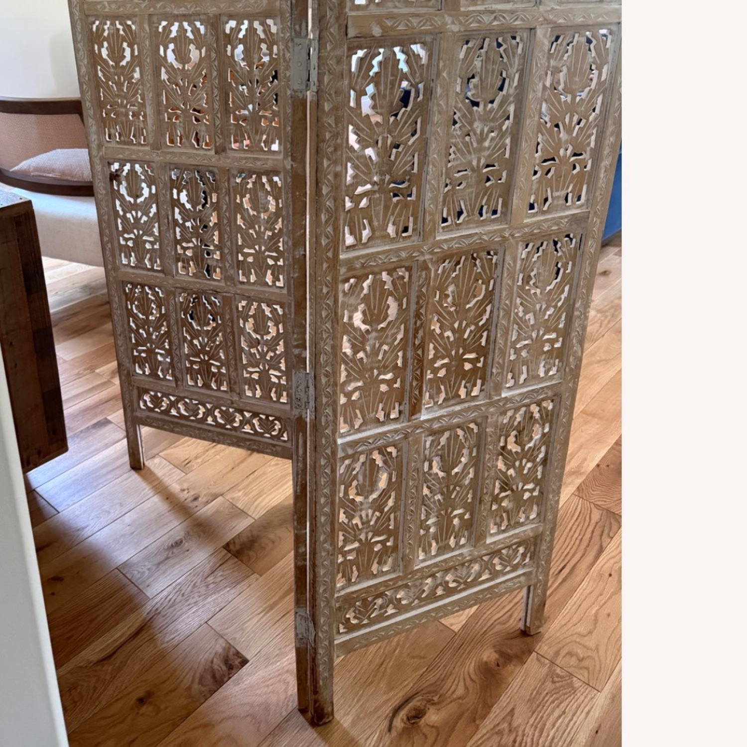 Urban Outfitters Amber Carved Wood Room Divider Screen - image-9