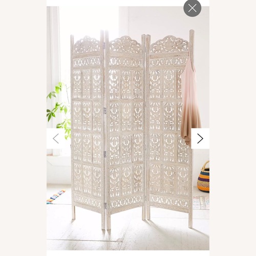 Used Urban Outfitters Amber Carved Wood Room Divider Screen for sale on AptDeco