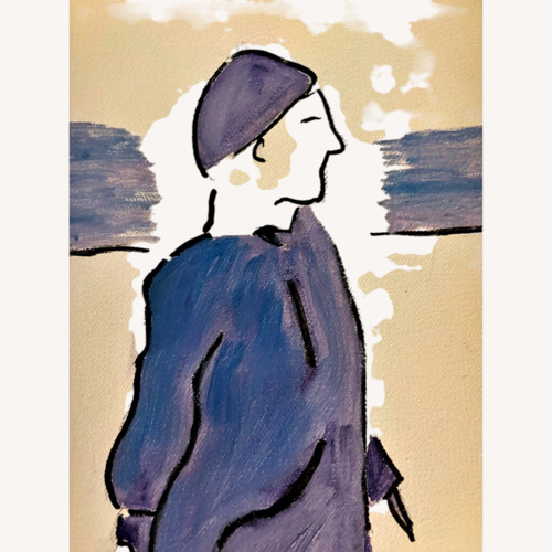 Used Man with a Beret Wall Art for sale on AptDeco