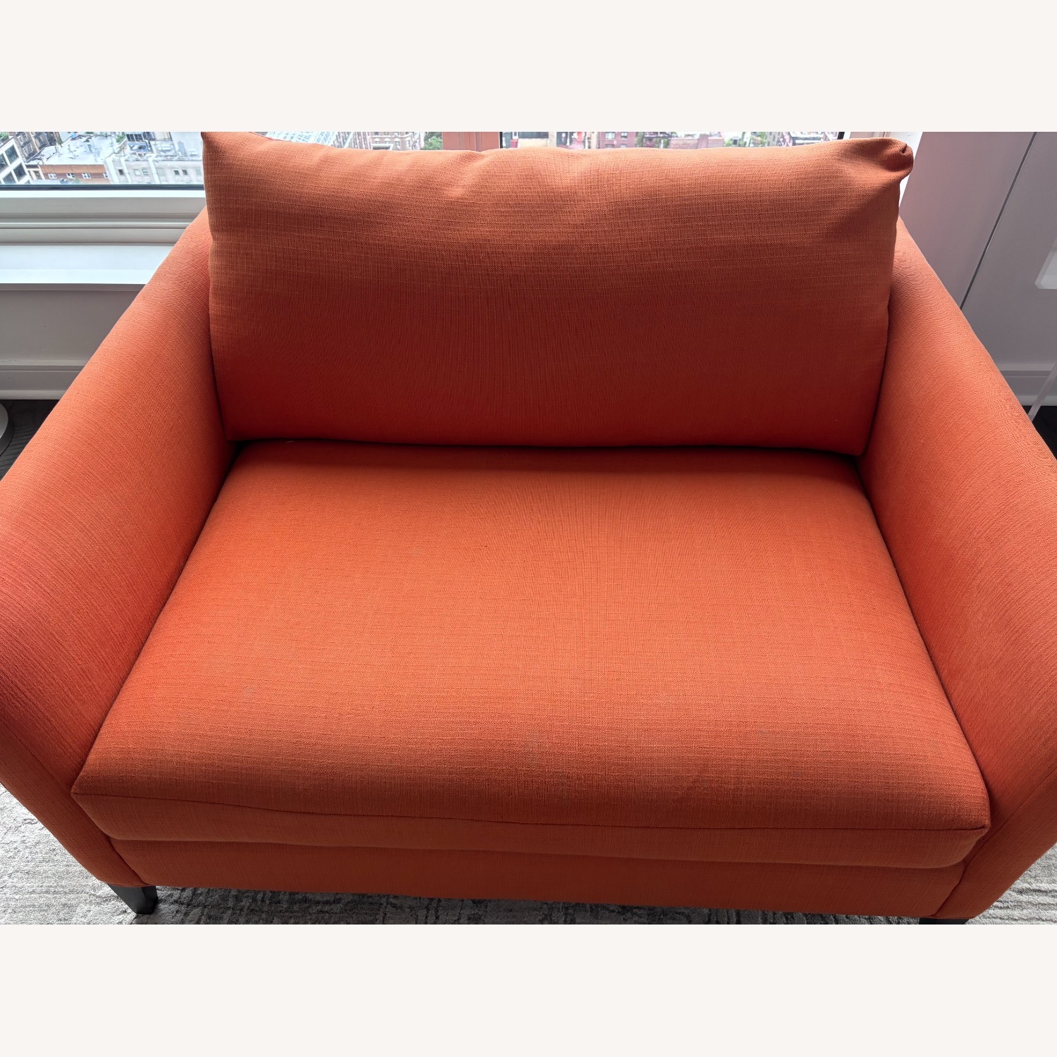 Crate & Barrel Orange Klyne Chair and a Half - image-2