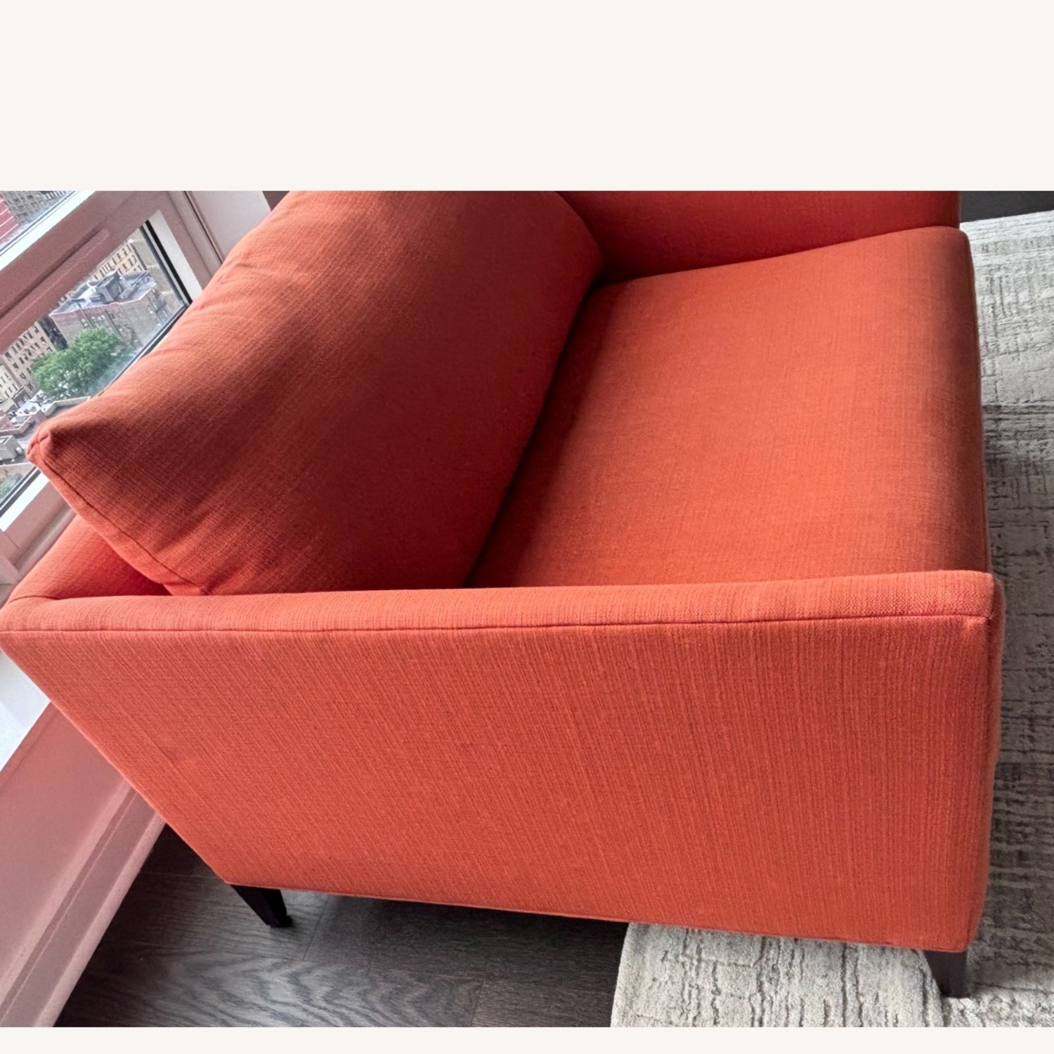 Crate & Barrel Orange Klyne Chair and a Half - image-7