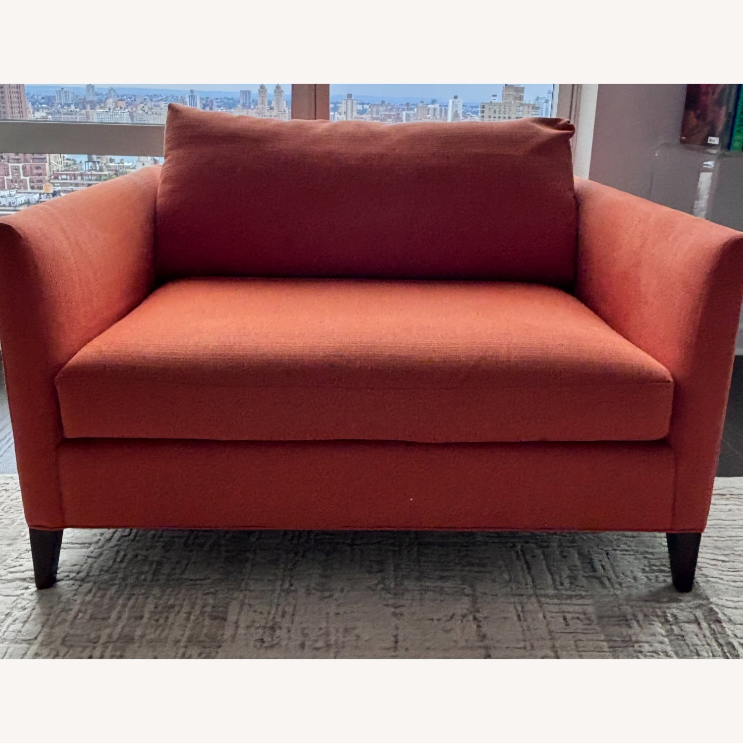 Crate & Barrel Orange Klyne Chair and a Half - image-6